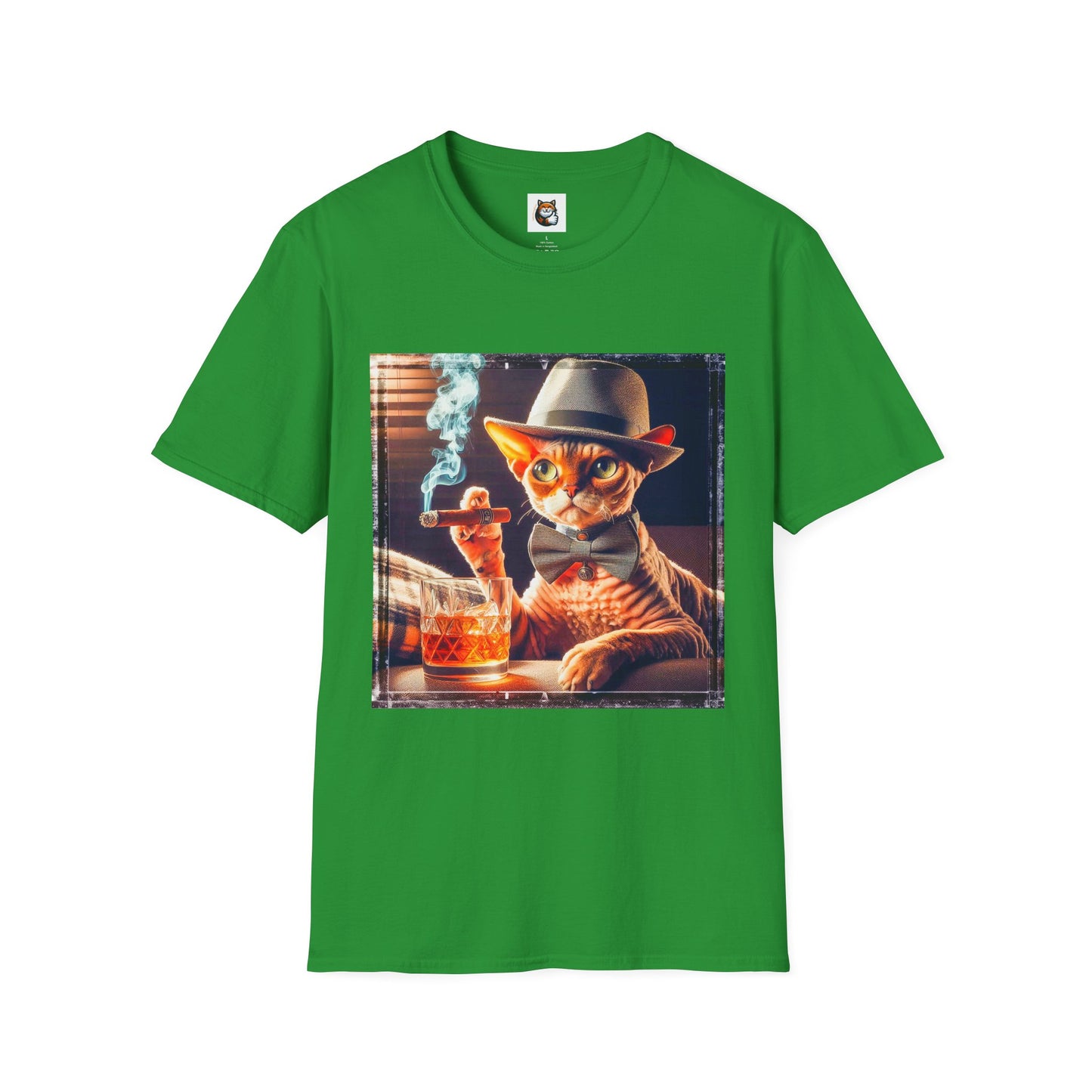 Devon Rex Cat whiskey drinker Softstyle T-Shirt