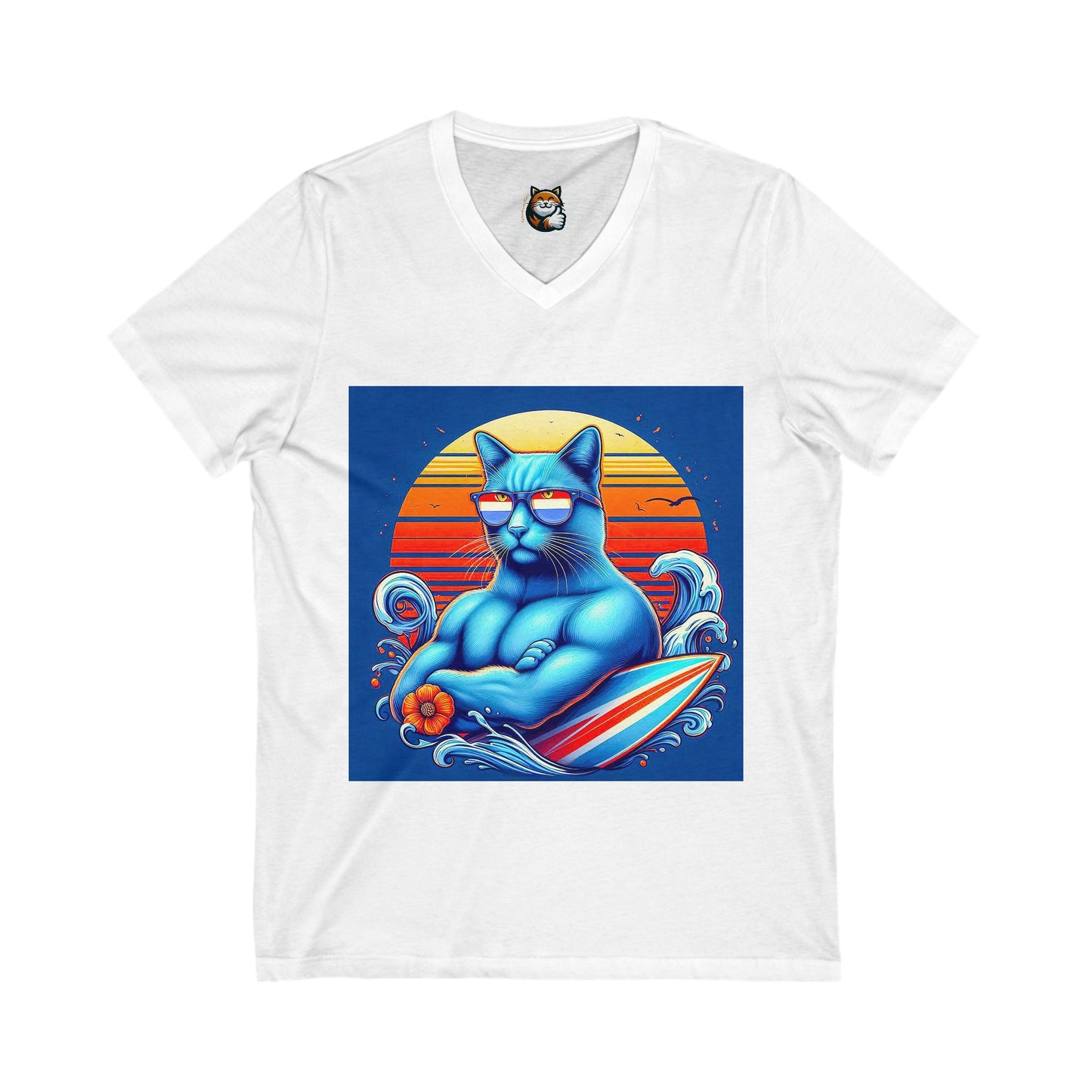 Russian Blue Cat Unisex Jersey Short Sleeve V-Neck Tee