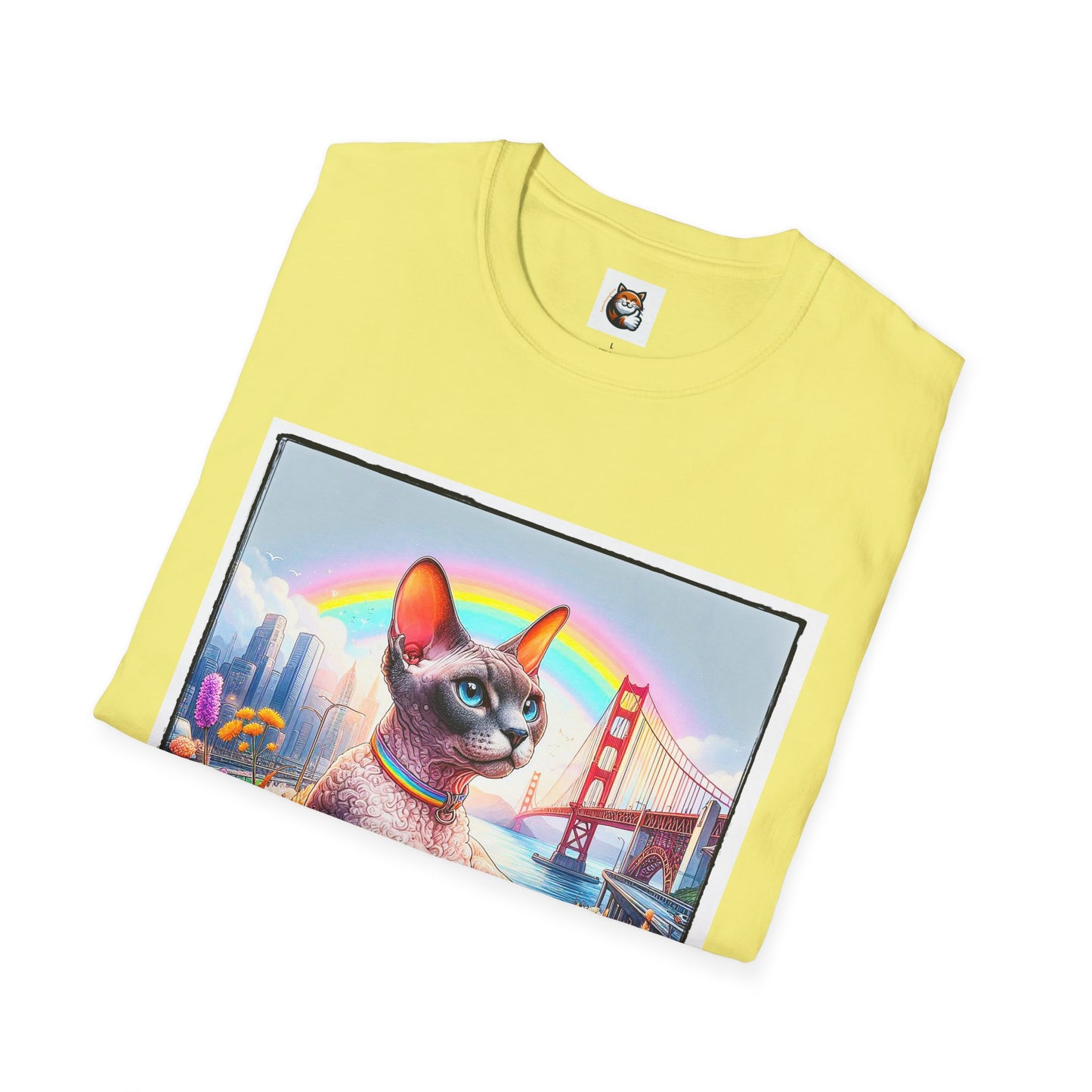 Devon Rex Cat rainbow Softstyle T-Shirt