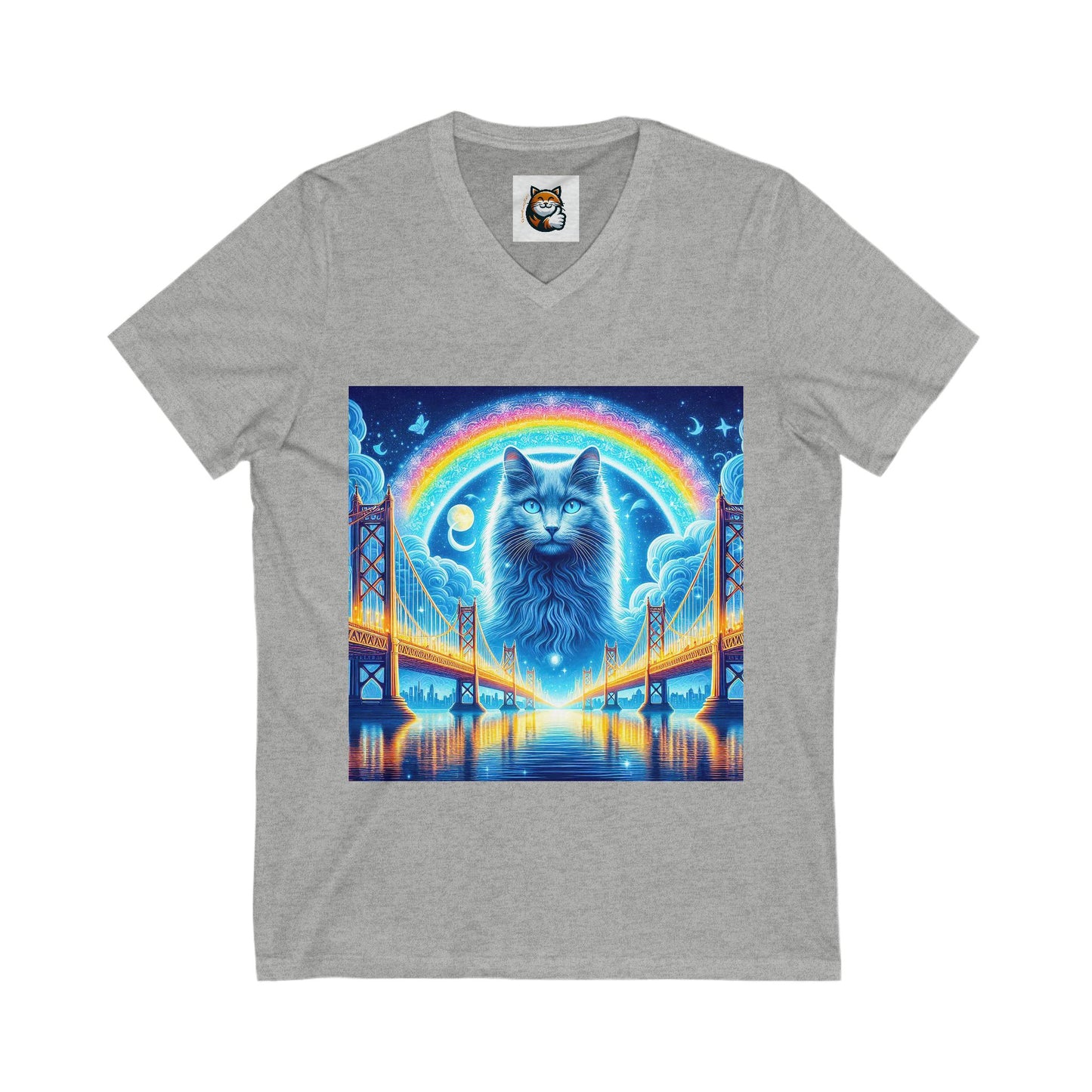 Russian Blue Cat Unisex Jersey Short Sleeve V-Neck Tee