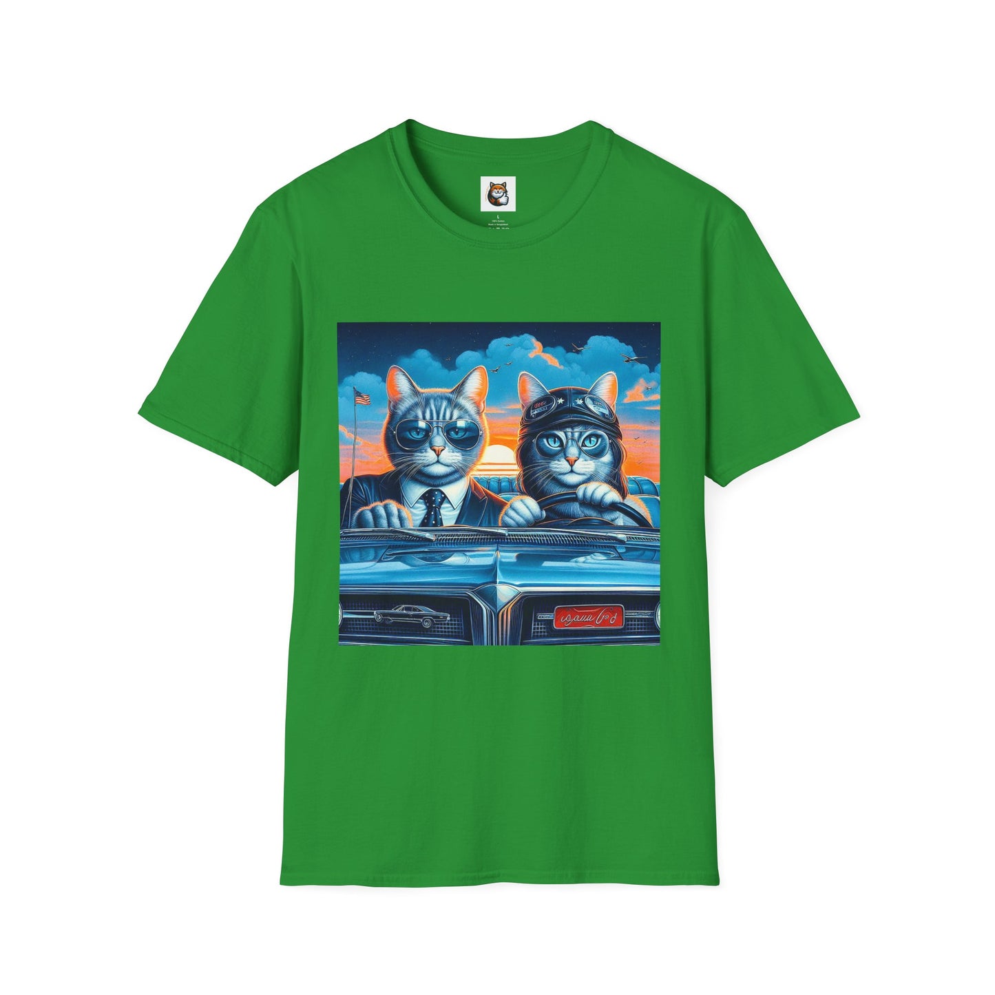 Wacky Russian Blue Cat cute couple driving T-Shirt