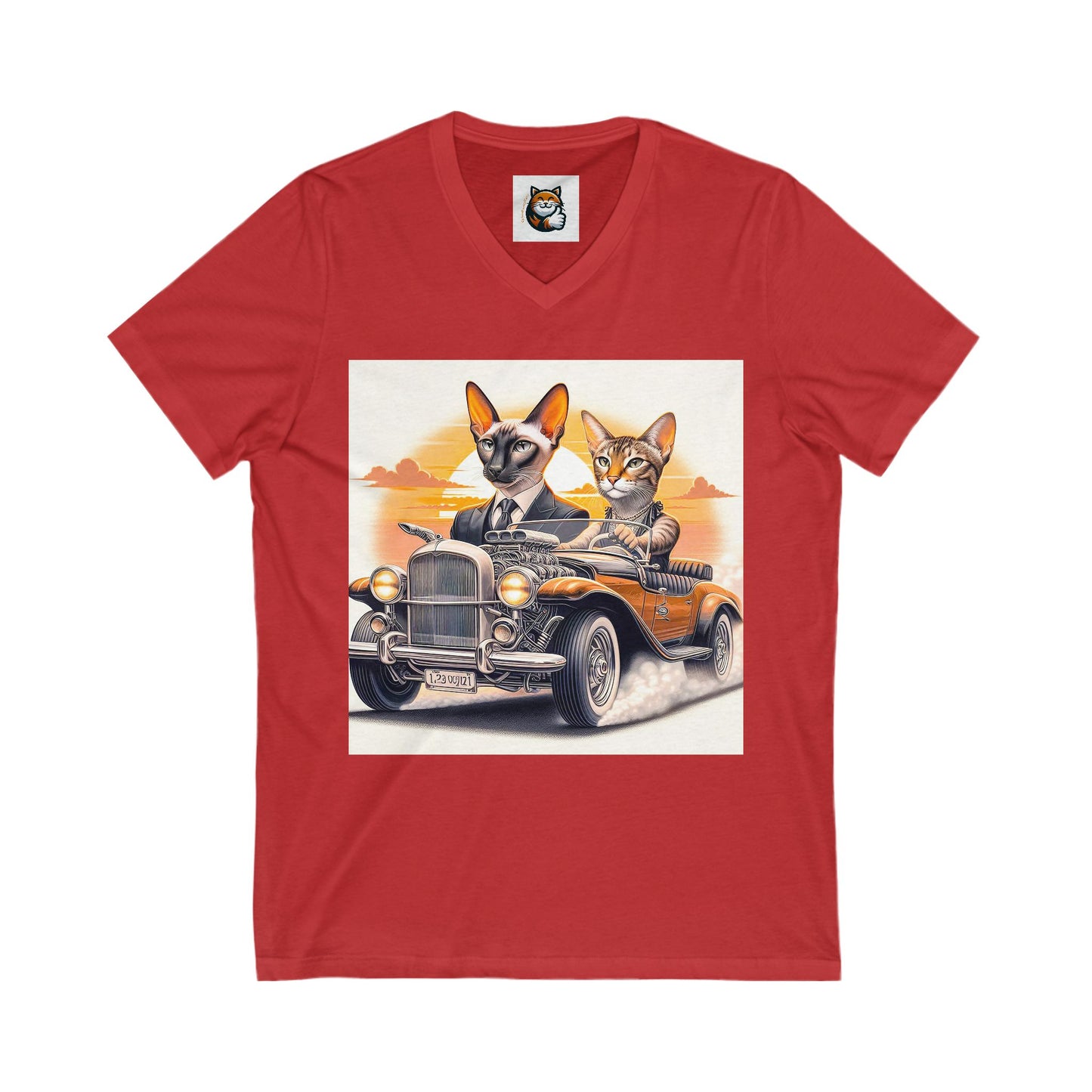 Wacky Oriental Shorthair Unisex Jersey Short Sleeve V-Neck Tee