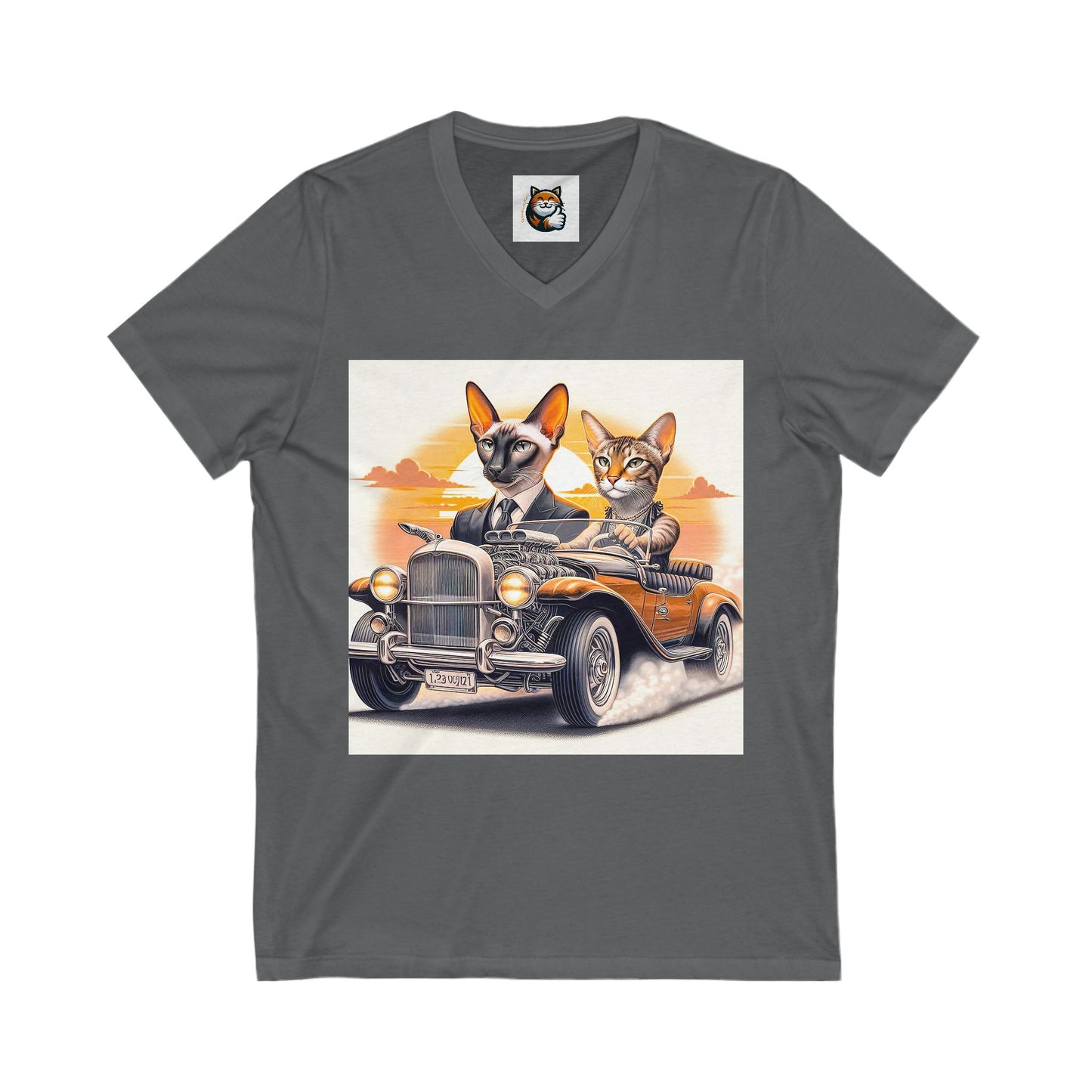 Wacky Oriental Shorthair Unisex Jersey Short Sleeve V-Neck Tee