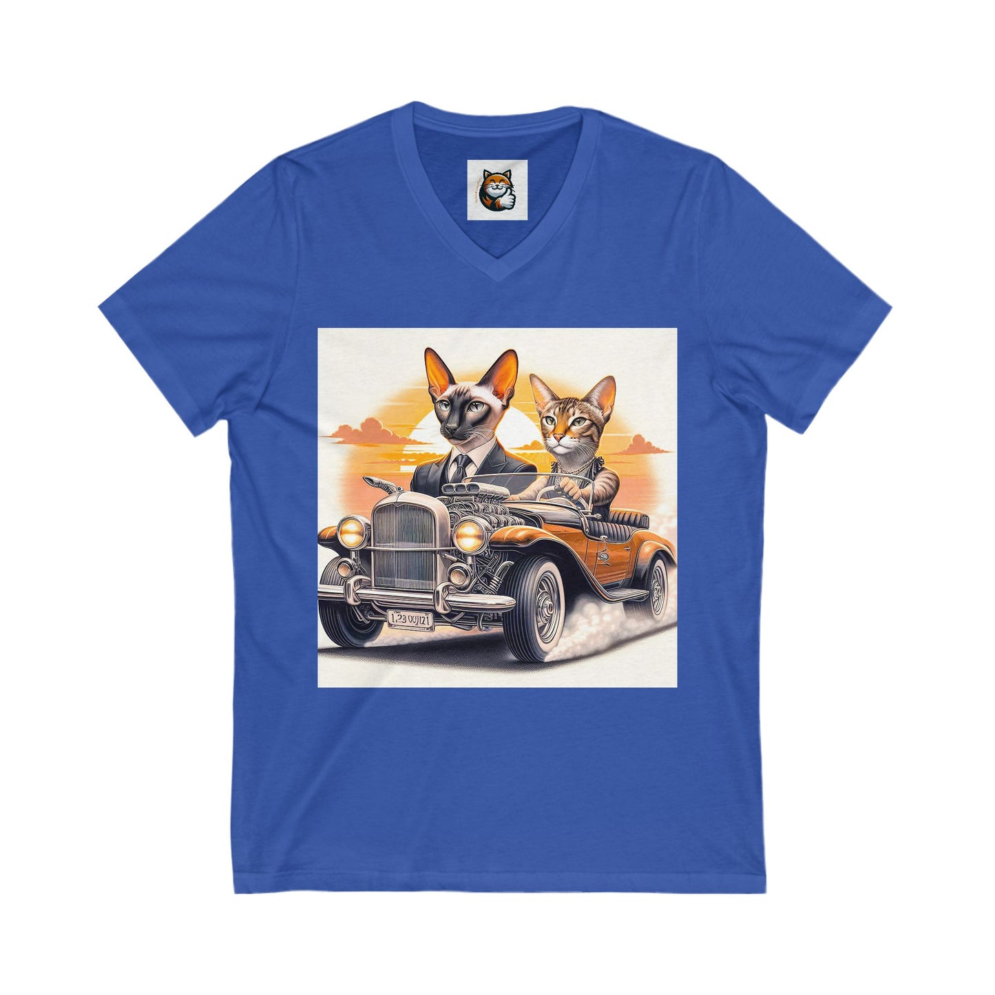 Wacky Oriental Shorthair Unisex Jersey Short Sleeve V-Neck Tee