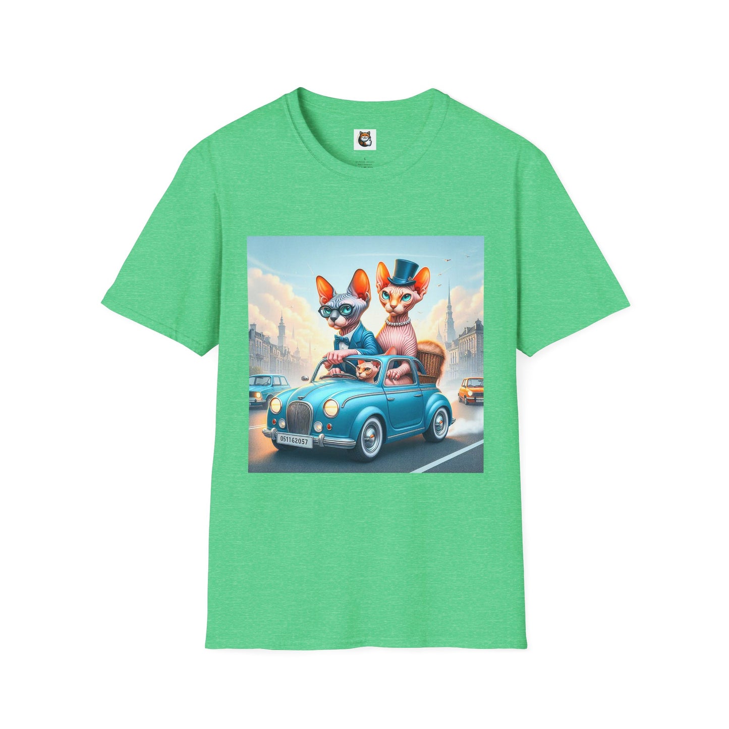 Wacky Sphynx Cat blue car