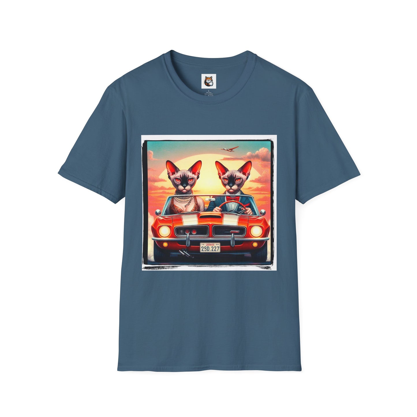 Wacky Devon Rex vintage car Unisex Softstyle T-Shirt