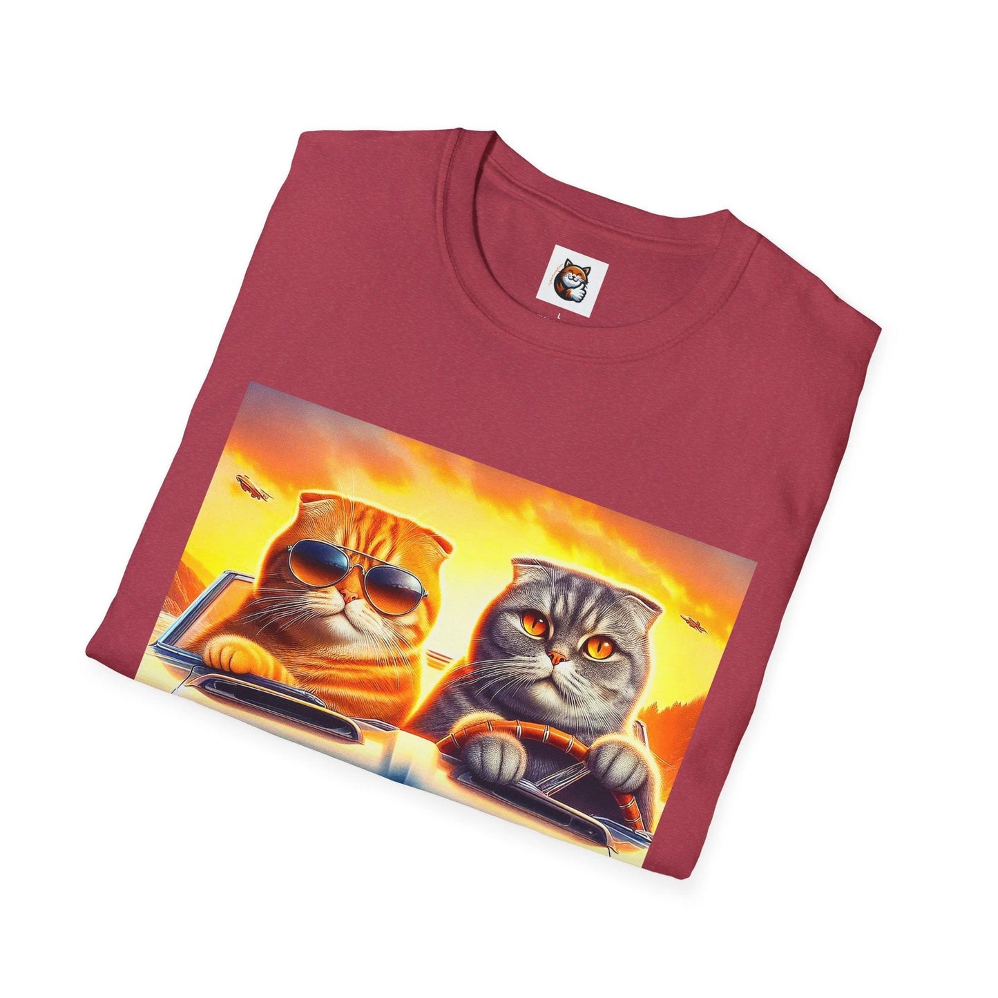 Scottish Fold driving couple T-Shirt by Printify