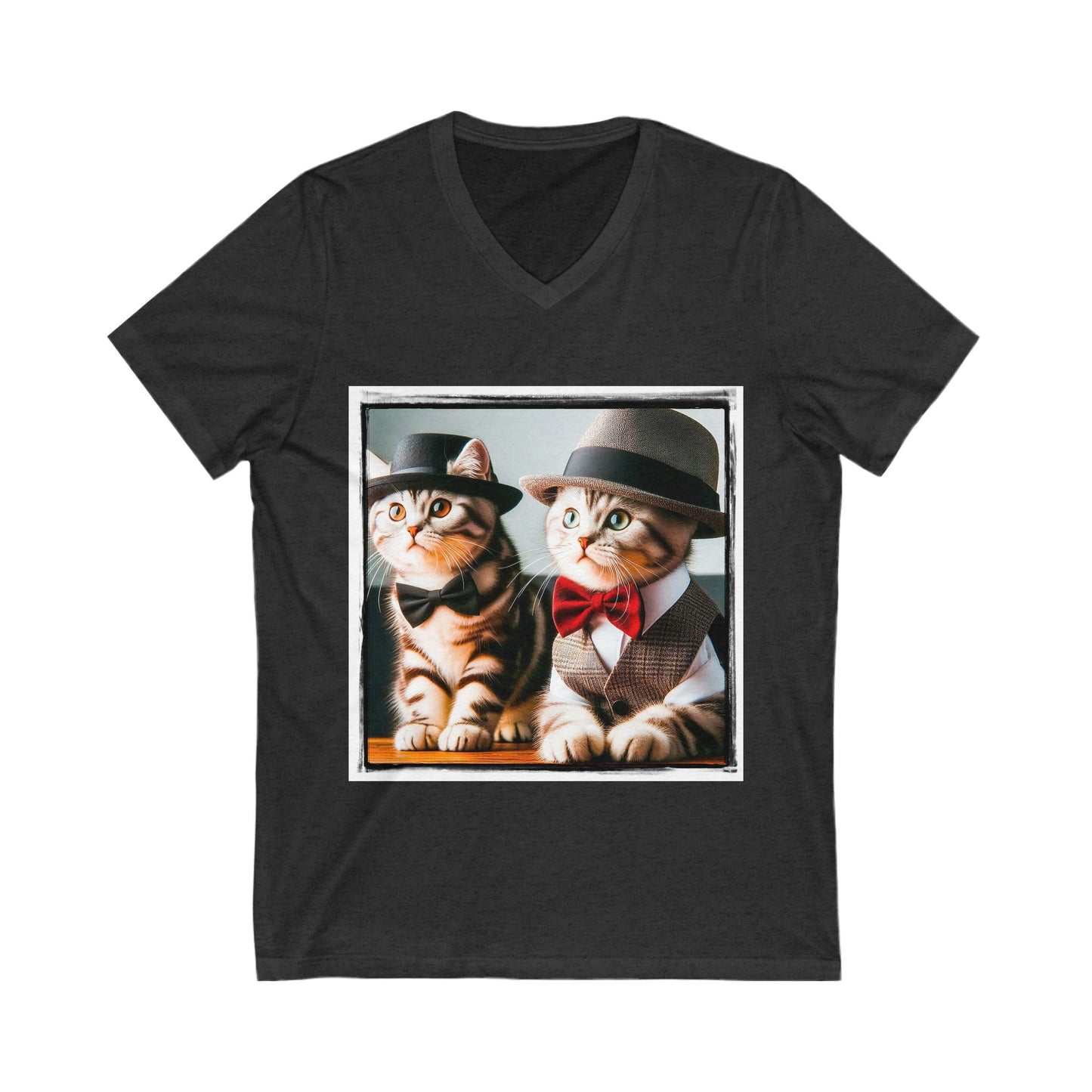 American Shorthair cuties and bow ties Jersey Short Sleeve V-Neck Tee