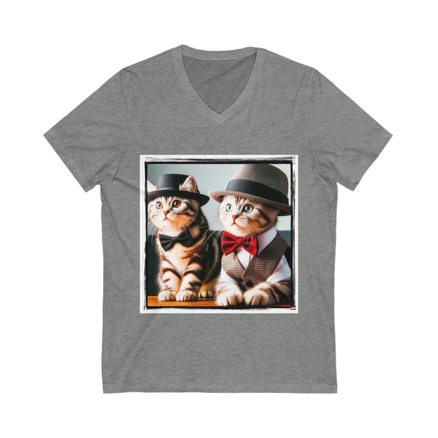 American Shorthair cuties and bow ties Jersey Short Sleeve V-Neck Tee