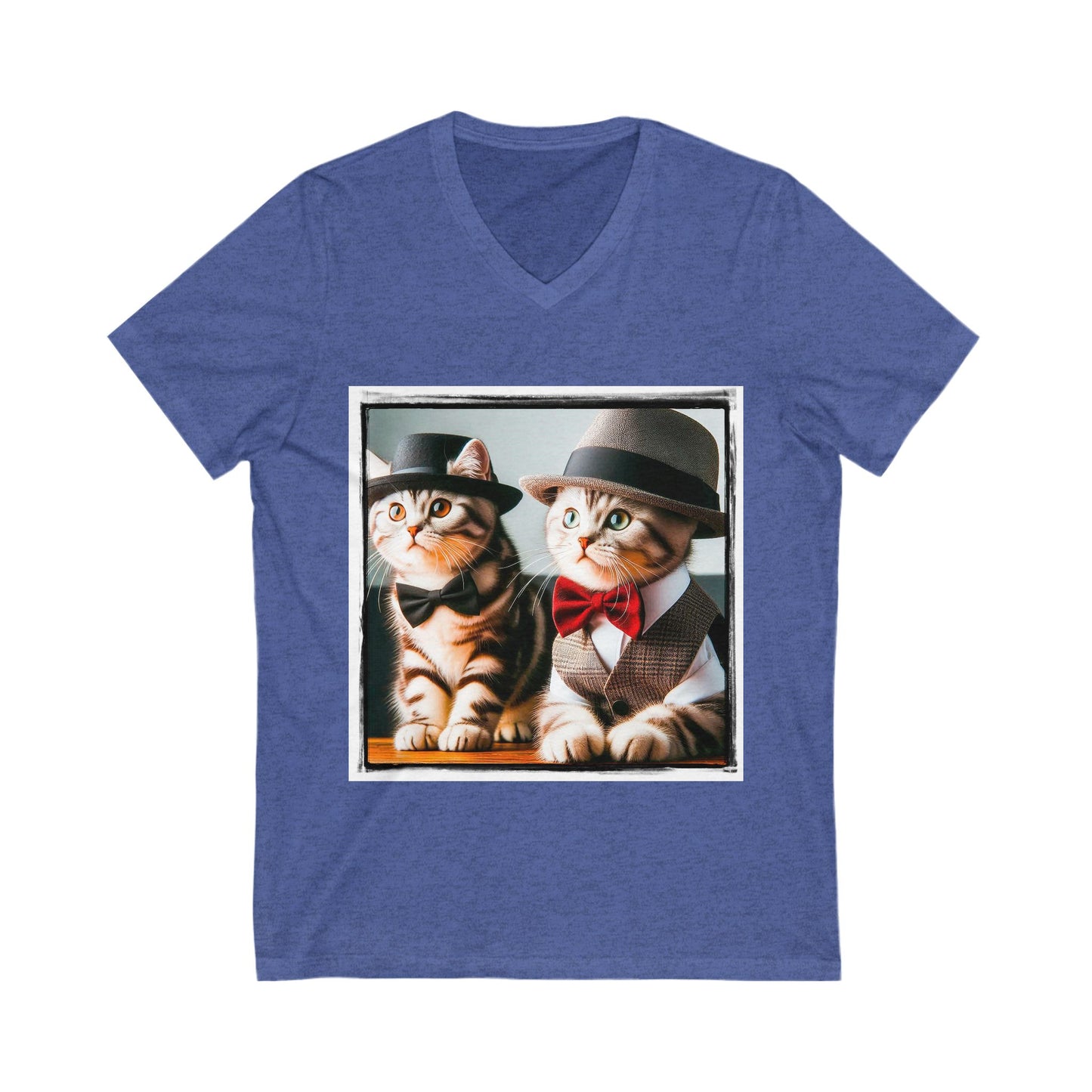 American Shorthair cuties and bow ties Jersey Short Sleeve V-Neck Tee
