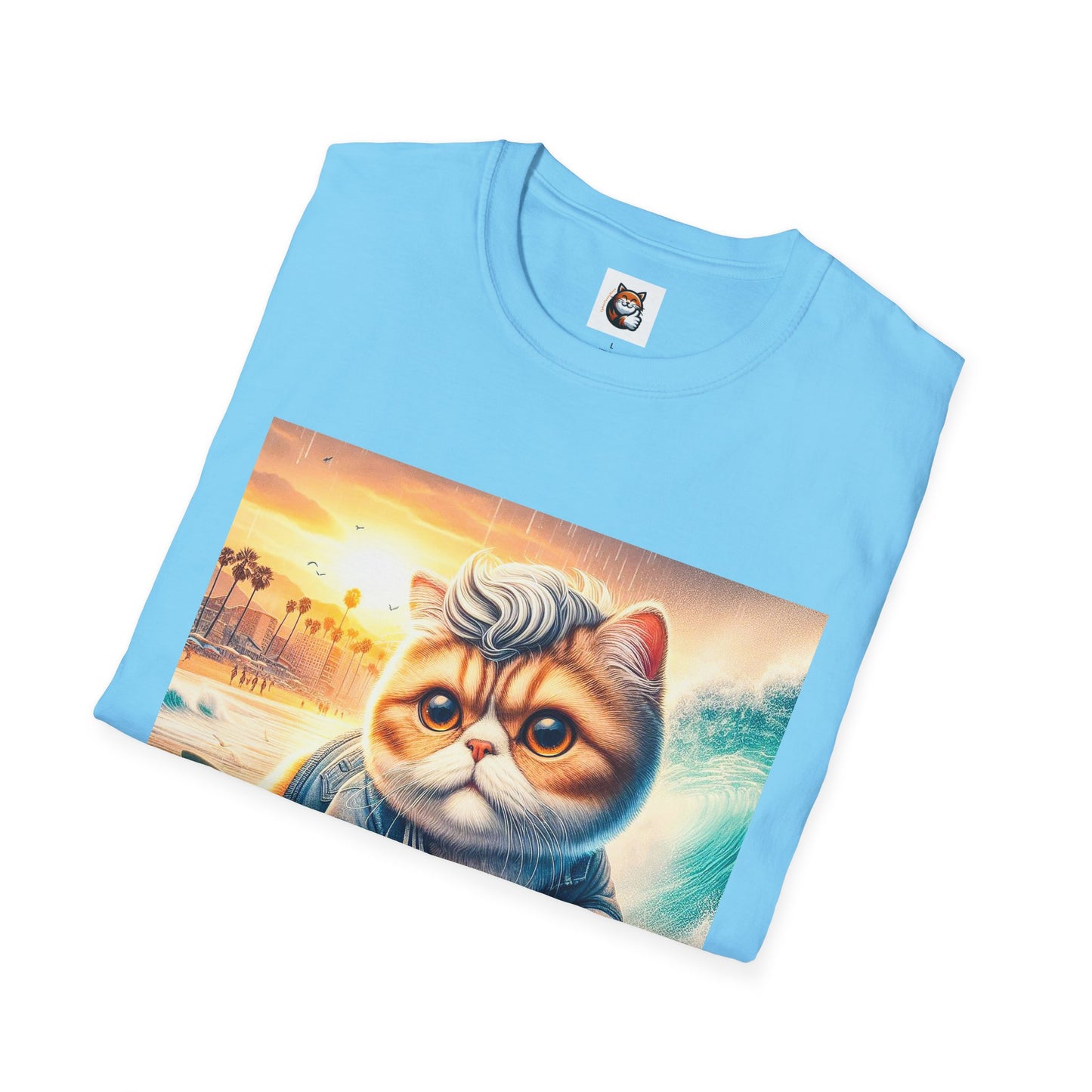 Selkirk Rex Cat T-Shirt -handsome surfer
