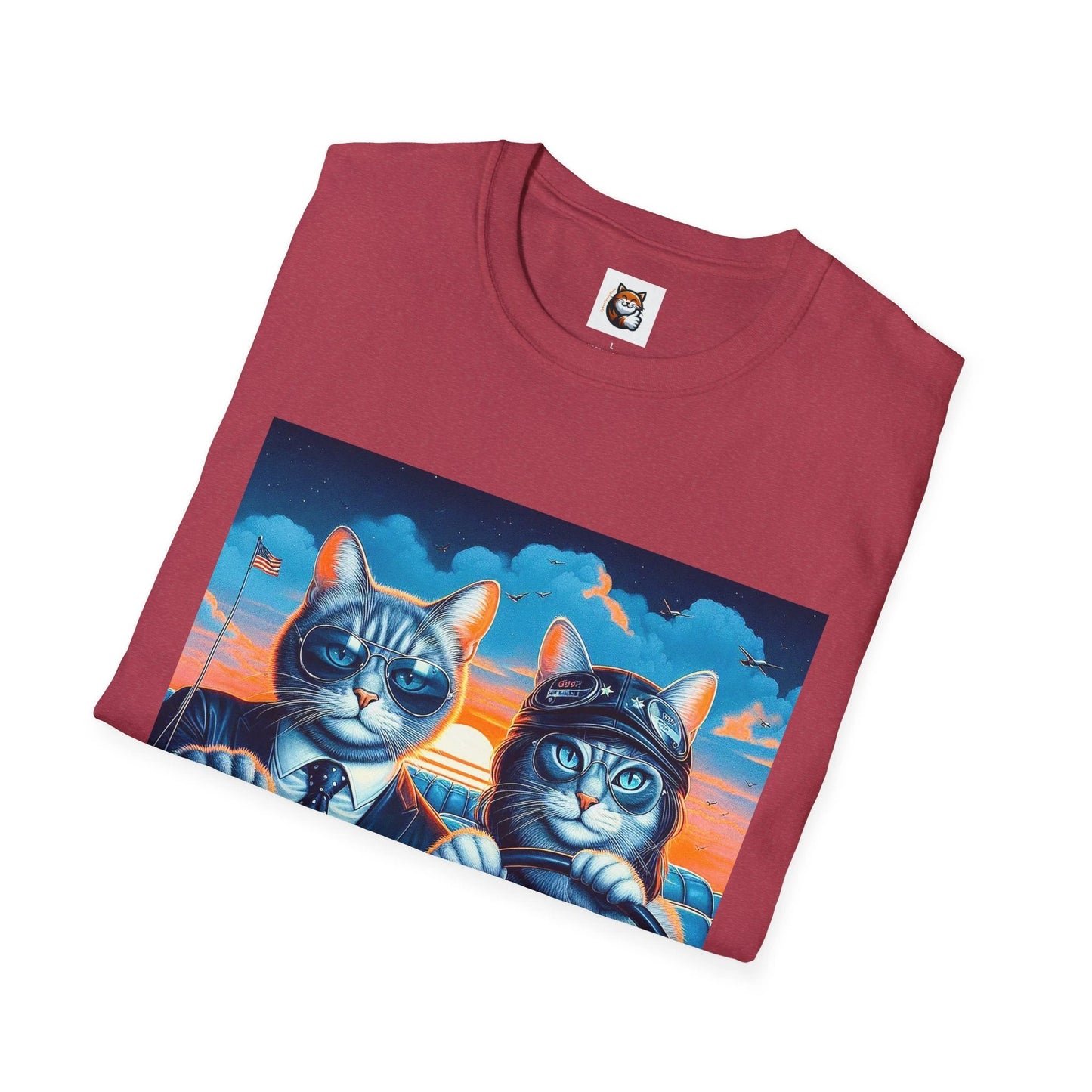 Wacky Russian Blue Cat cute couple driving T-Shirt by Printify