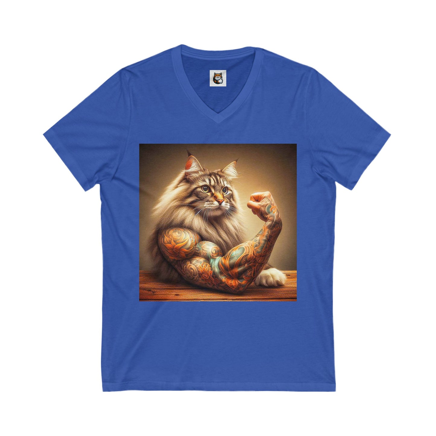 Norwegian Forest Cat Unisex Jersey Short Sleeve V-Neck Tee