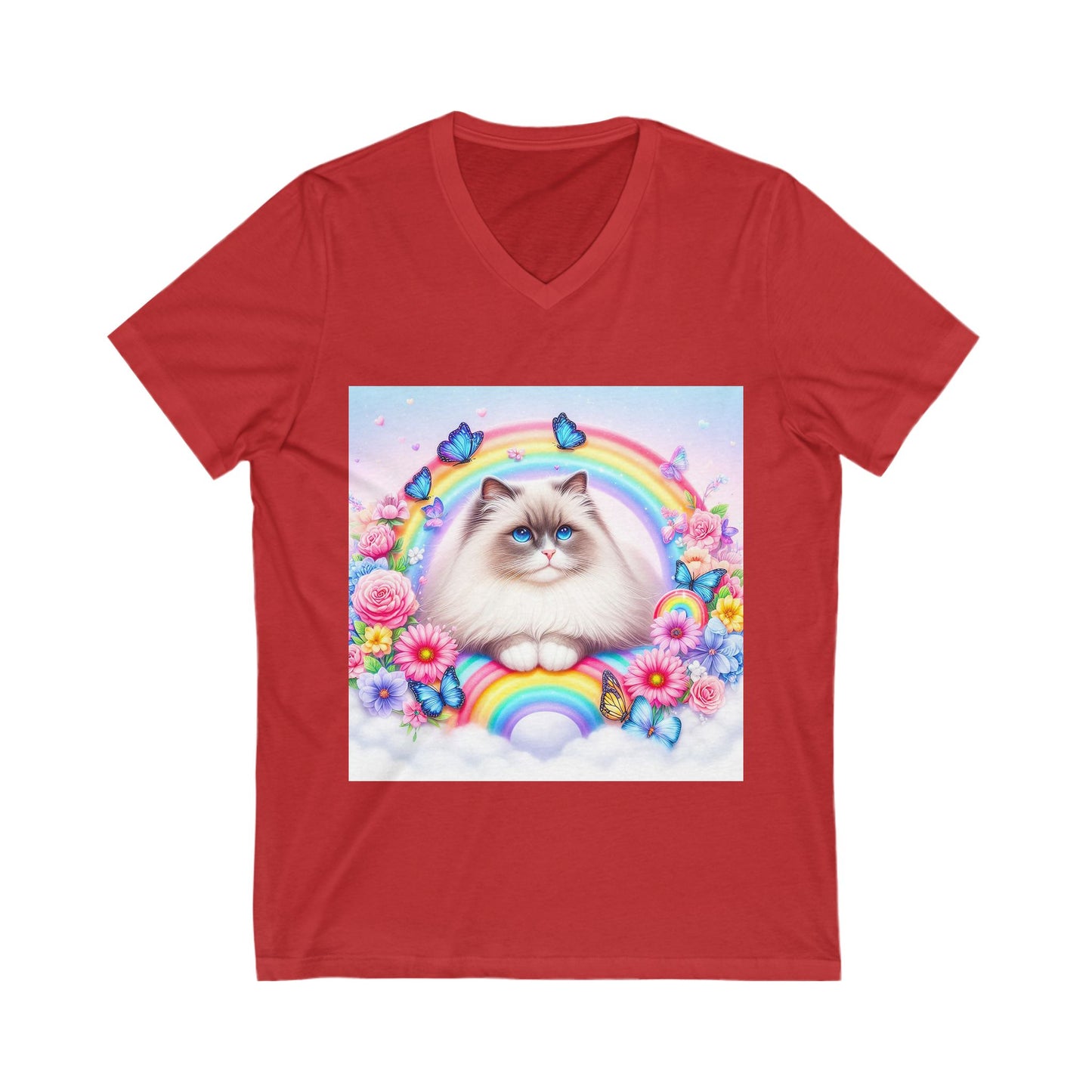 Ragdoll Cat Unisex Jersey Short Sleeve V-Neck Tee