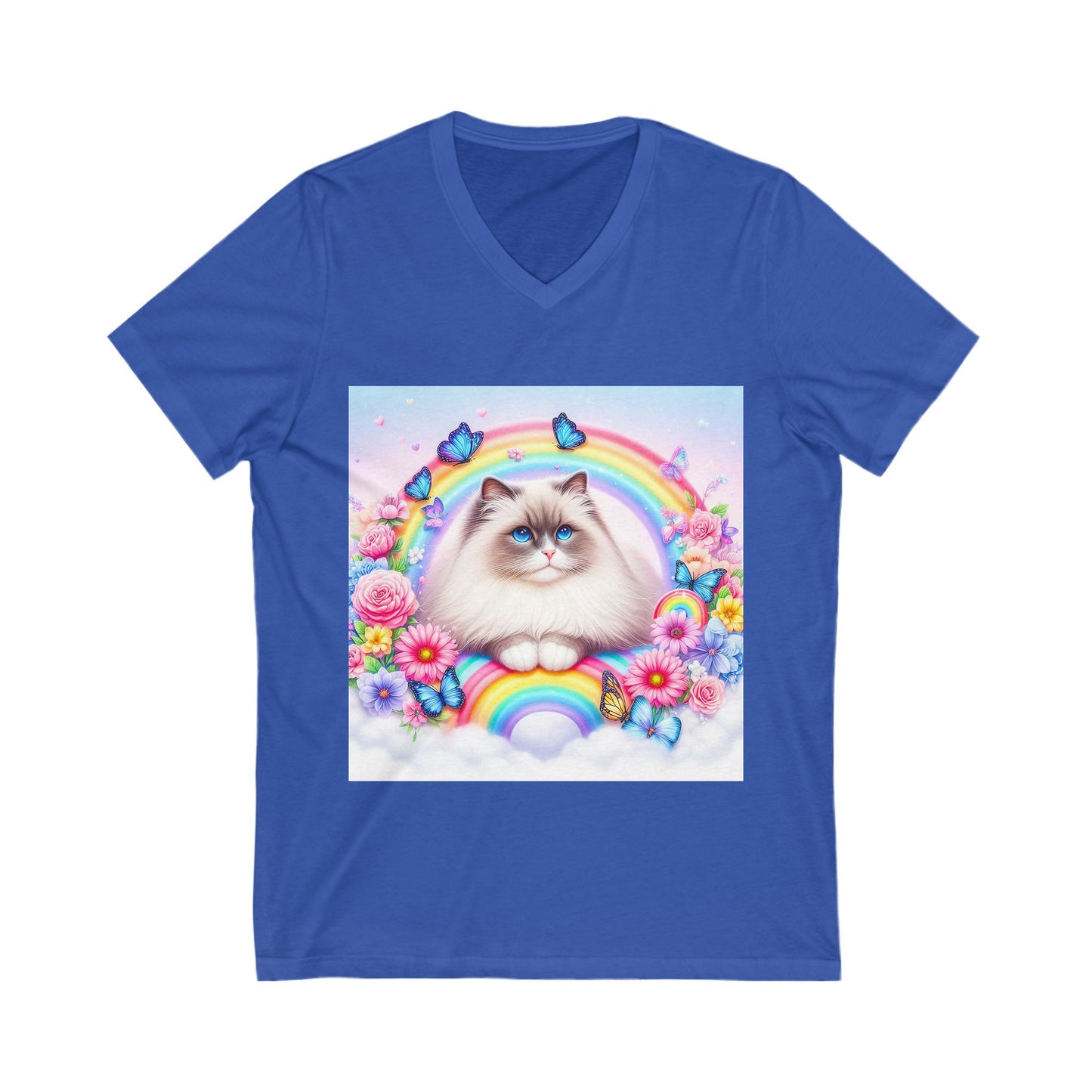 Ragdoll Cat Unisex Jersey Short Sleeve V-Neck Tee
