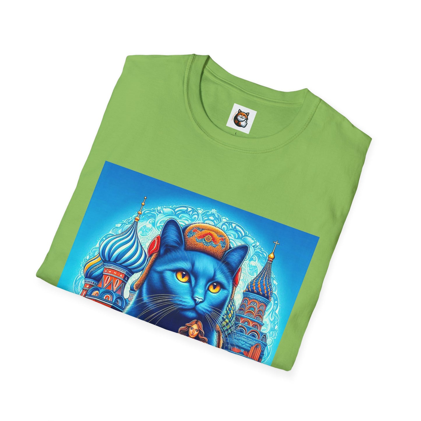 Russian Blue Cat egyptian goddess Softstyle T-Shirt