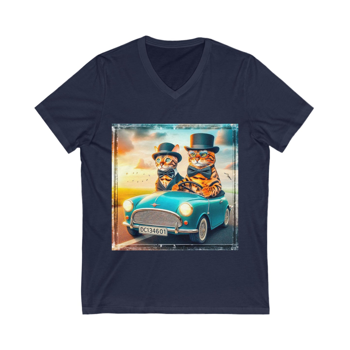Wacky Bengal hat and bow tie Short Sleeve V-Neck Tee