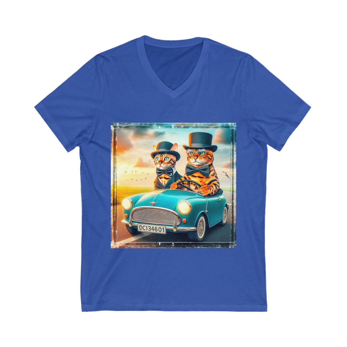 Wacky Bengal hat and bow tie Short Sleeve V-Neck Tee
