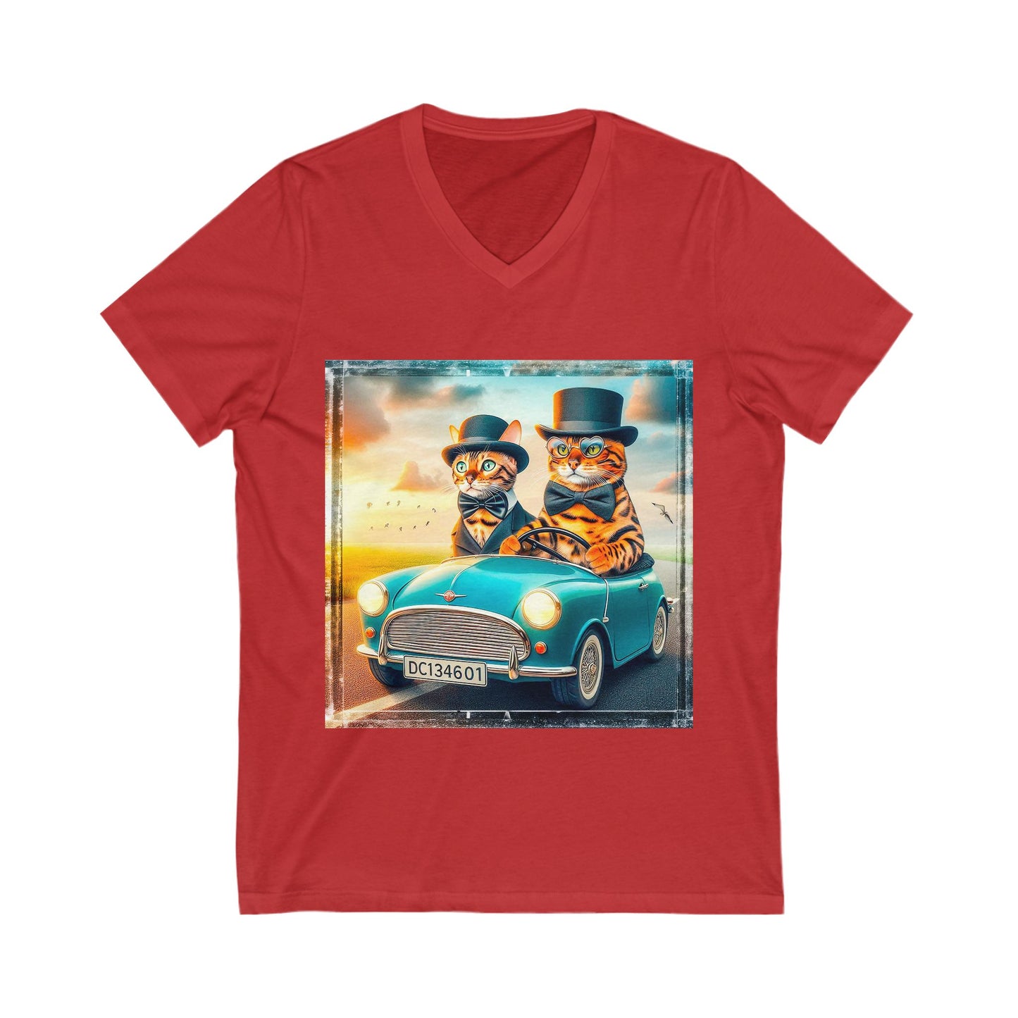 Wacky Bengal hat and bow tie Short Sleeve V-Neck Tee