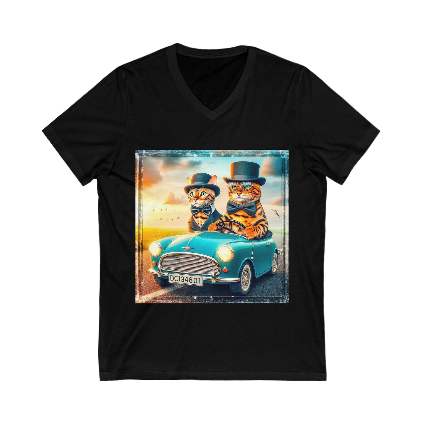 Wacky Bengal hat and bow tie Short Sleeve V-Neck Tee