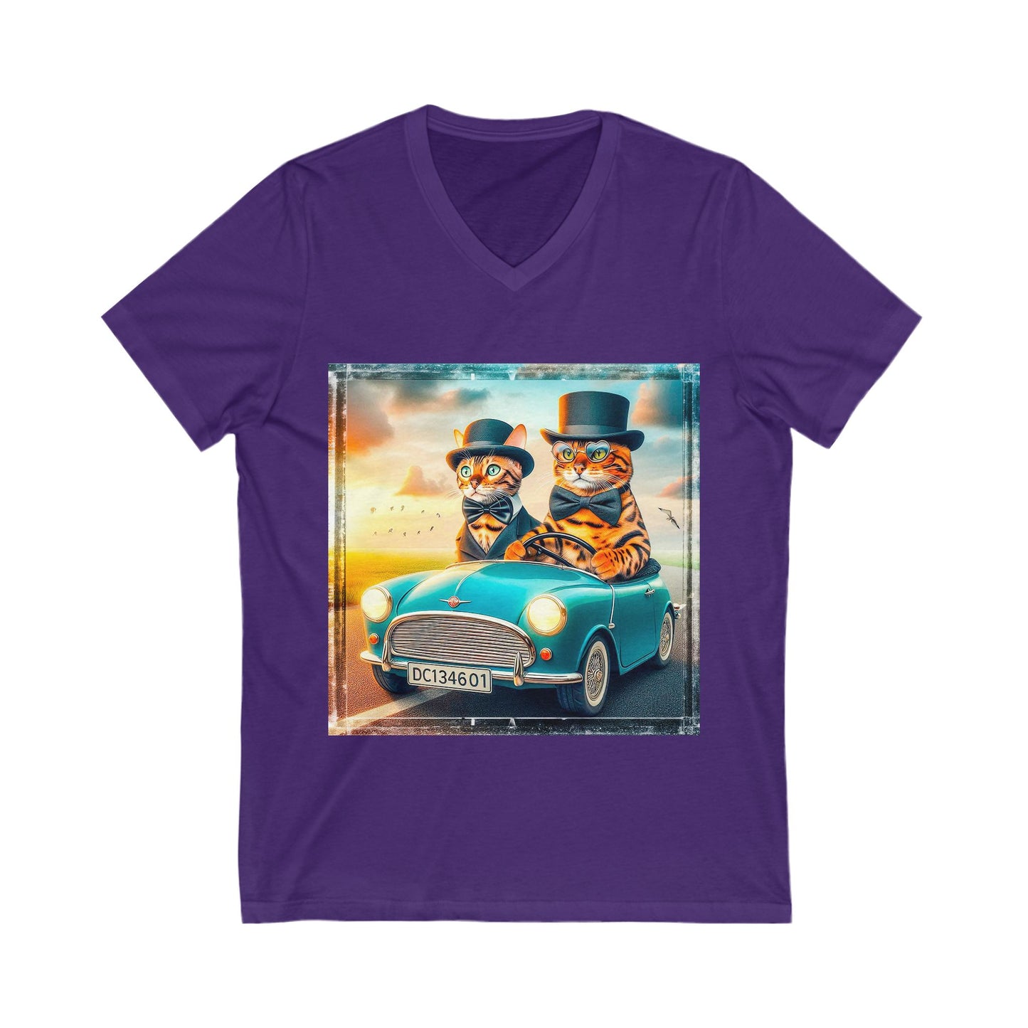 Wacky Bengal hat and bow tie Short Sleeve V-Neck Tee