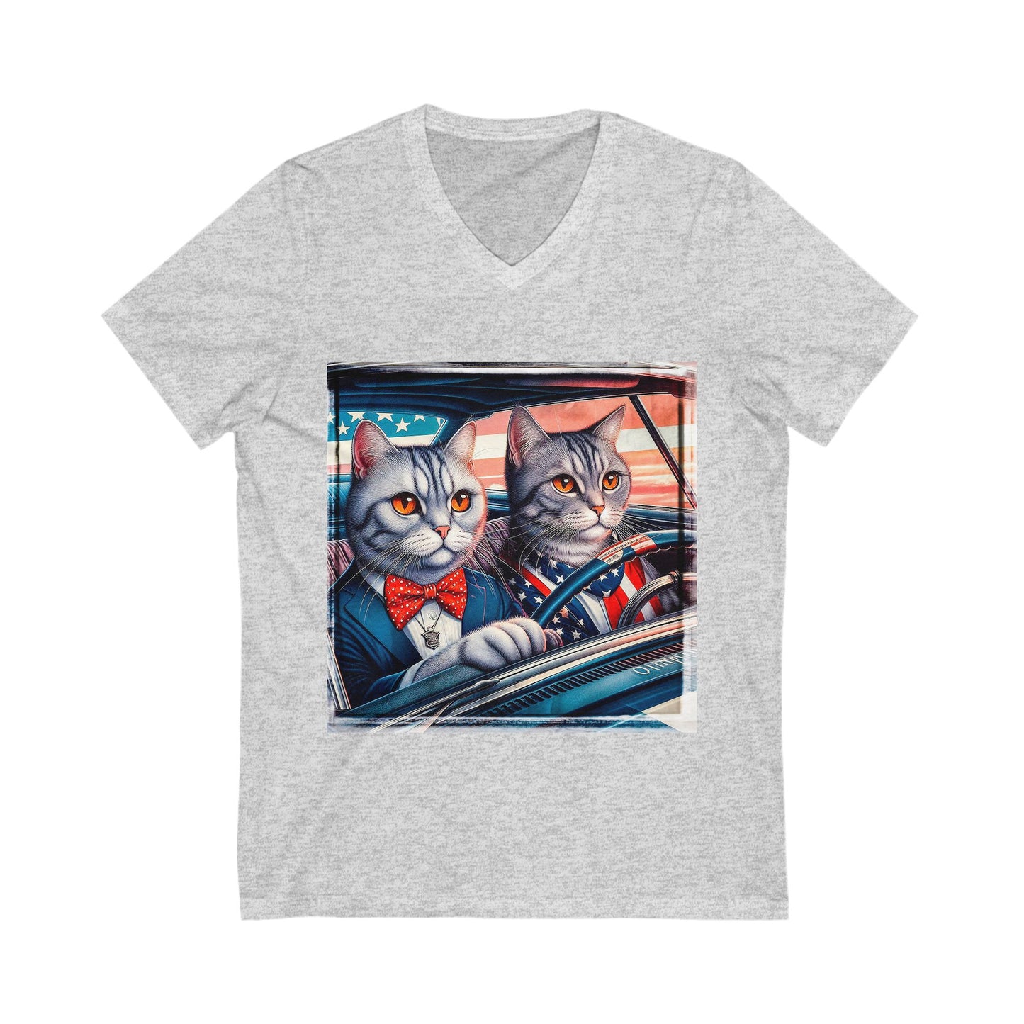 Wacky American friends driving Unisex Jersey Short Sleeve V-Neck Tee