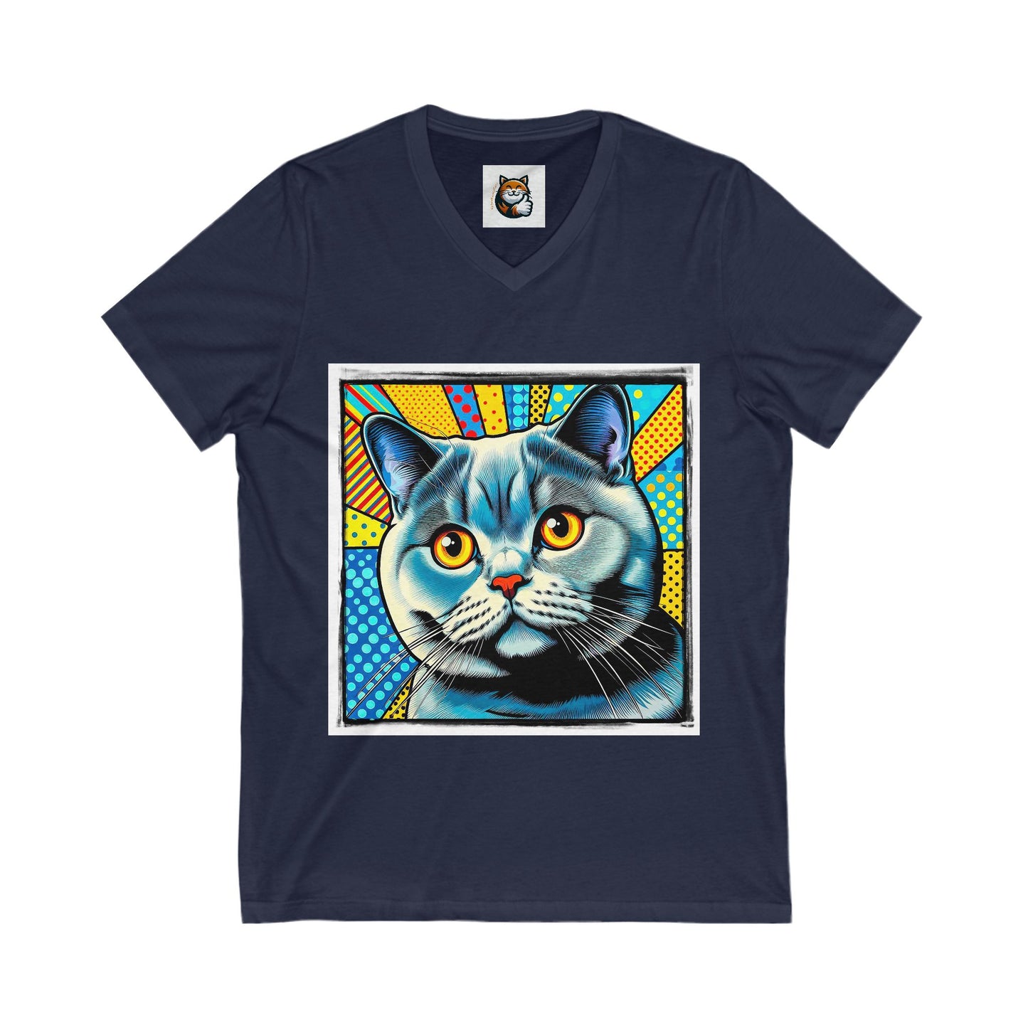 British Shorthair Unisex Jersey Short Sleeve V-Neck Tee