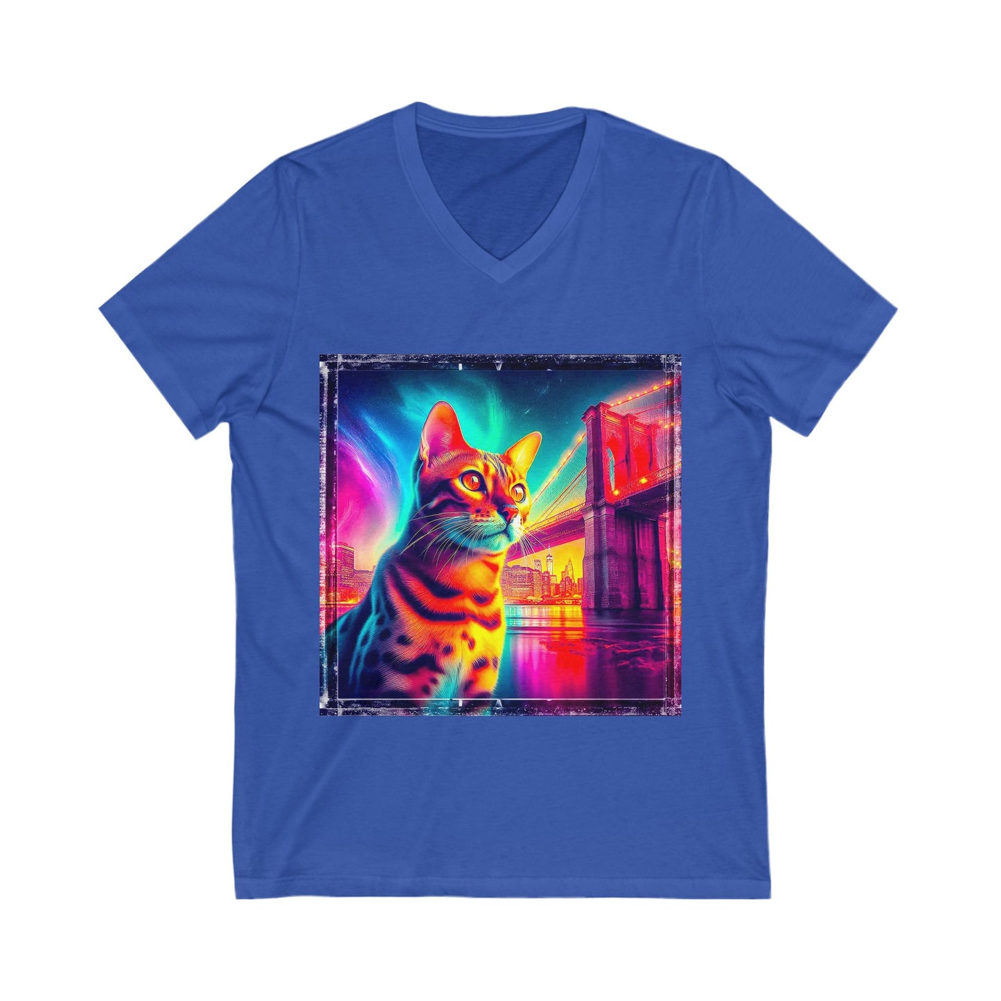 Bengal Unisex pretty colors Short Sleeve V-Neck Tee