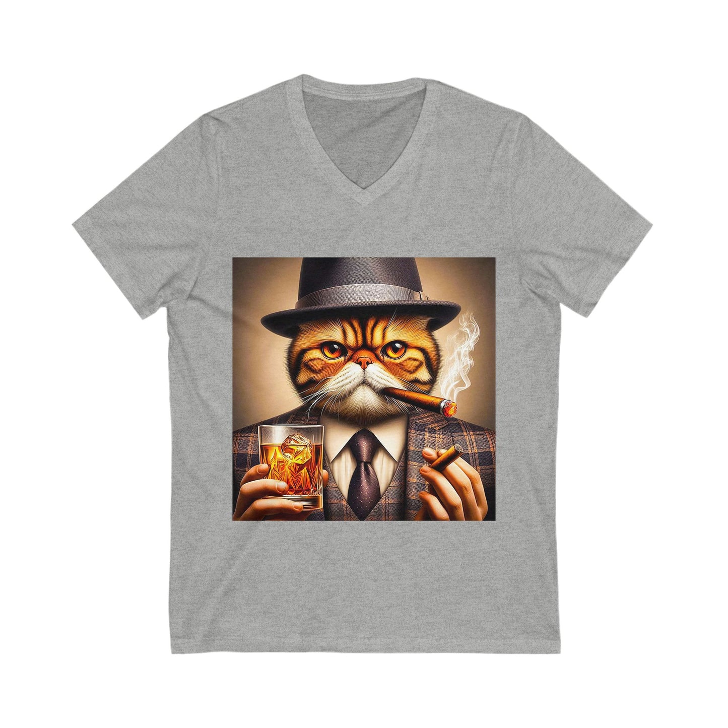 Exotic Shorthair Cat Unisex Jersey Short Sleeve V-Neck Tee