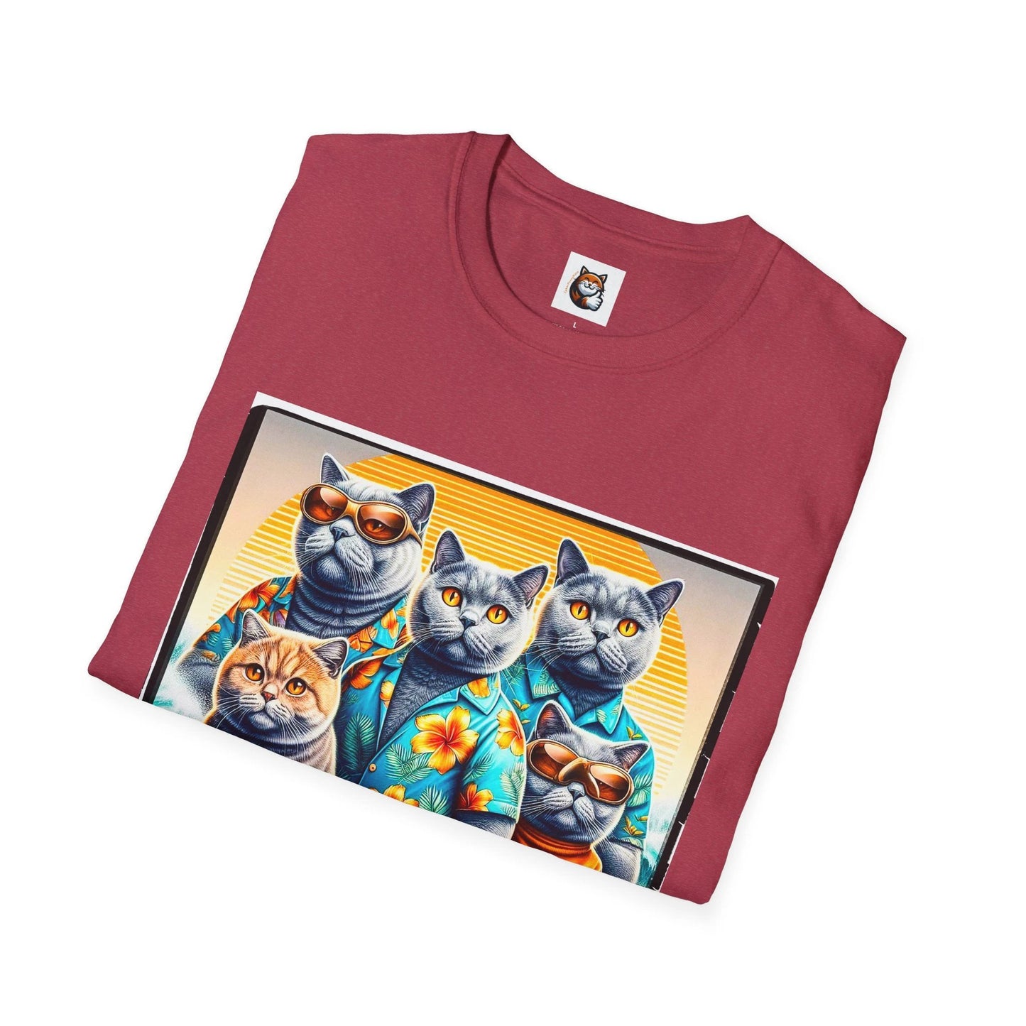 British Shorthair surfer Softstyle T-Shirt by Printify