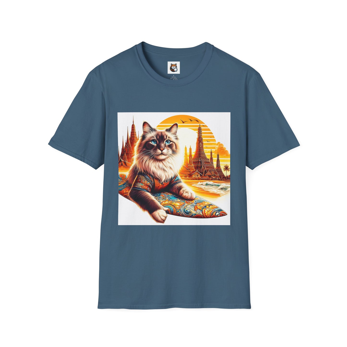British Shorthair surfing Softstyle T-Shirt