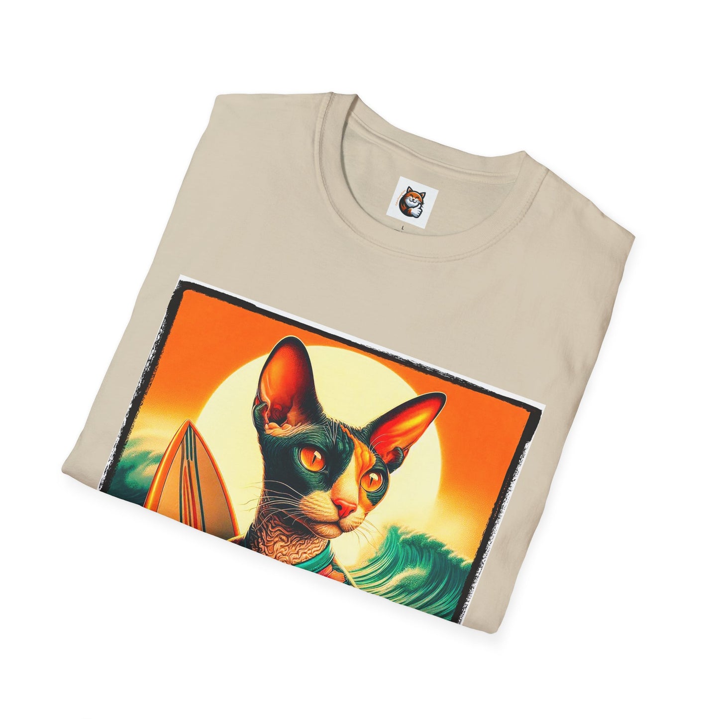 Cornish Rex Cat crashing waves T-Shirt