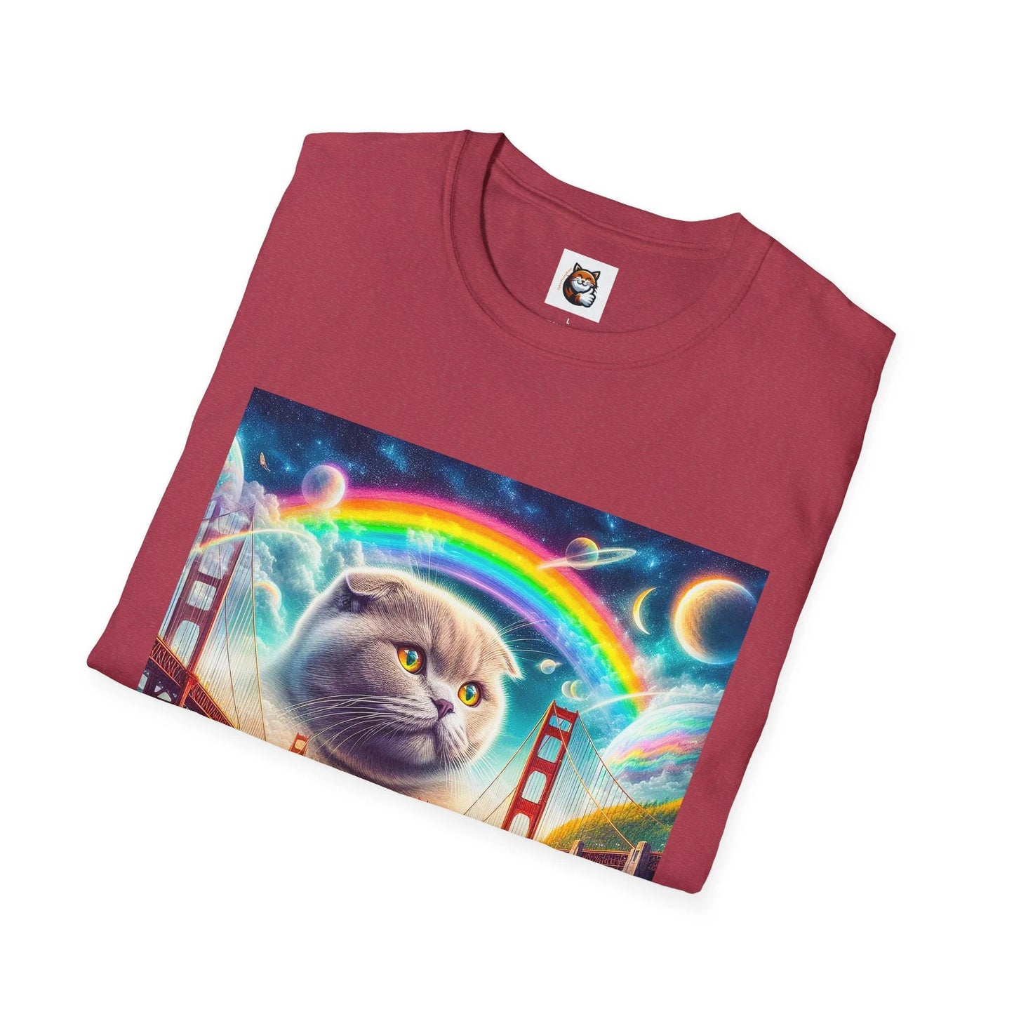 Scottish Fold Cat pretty rainbow T-Shirt by Printify