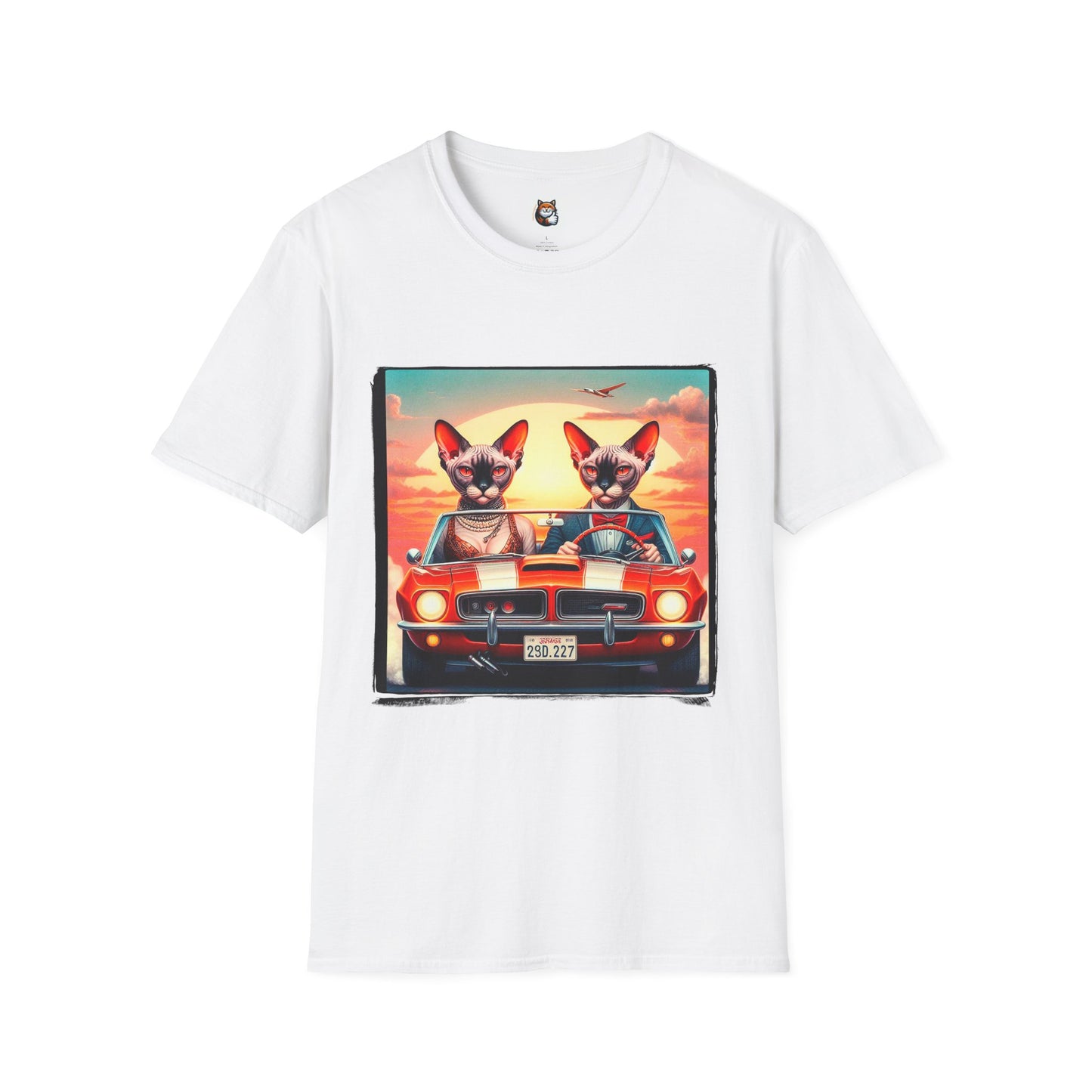 Wacky Devon Rex vintage car Unisex Softstyle T-Shirt