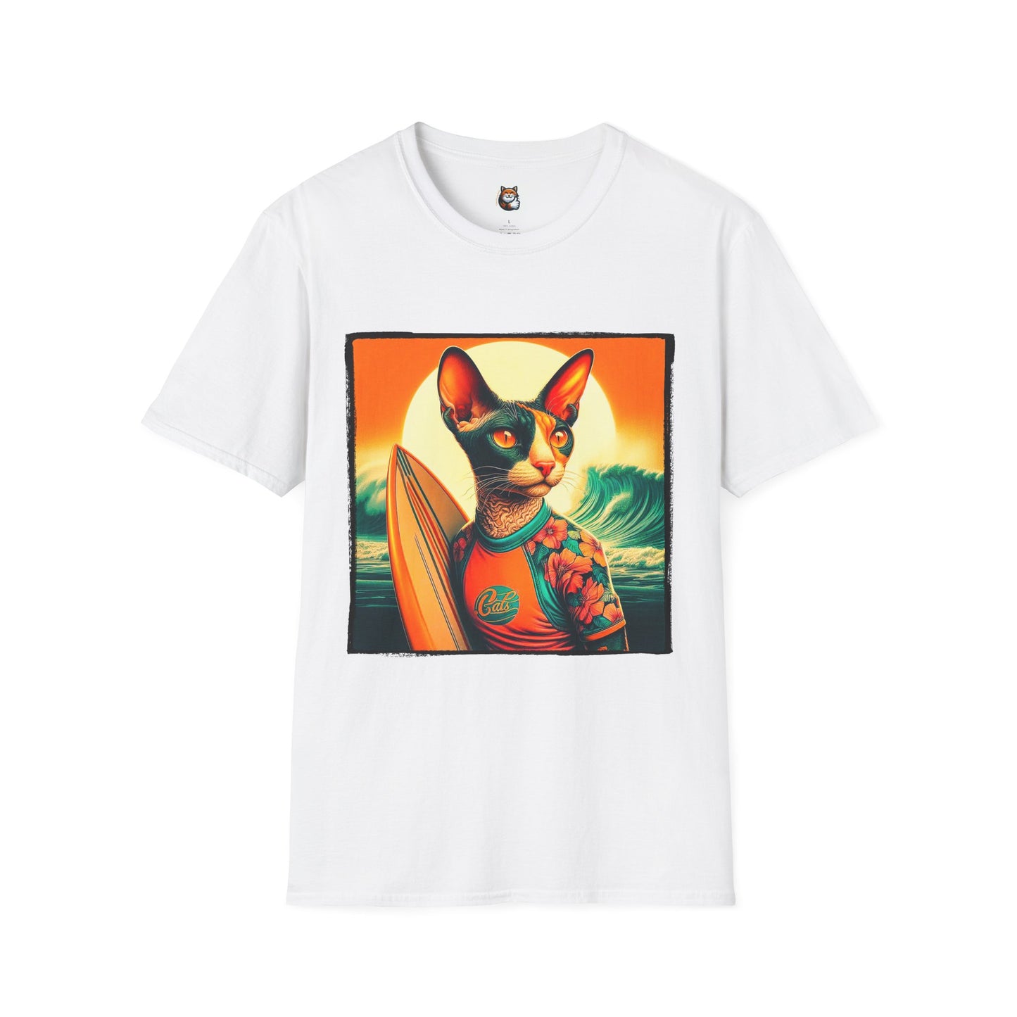 Cornish Rex Cat crashing waves T-Shirt