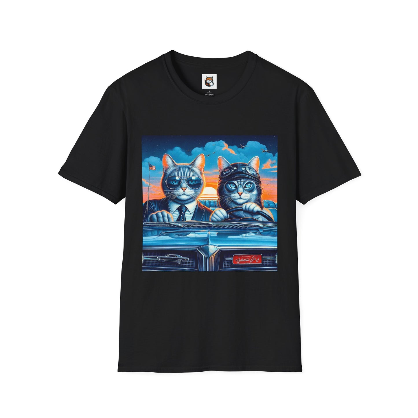 Wacky Russian Blue Cat cute couple driving T-Shirt