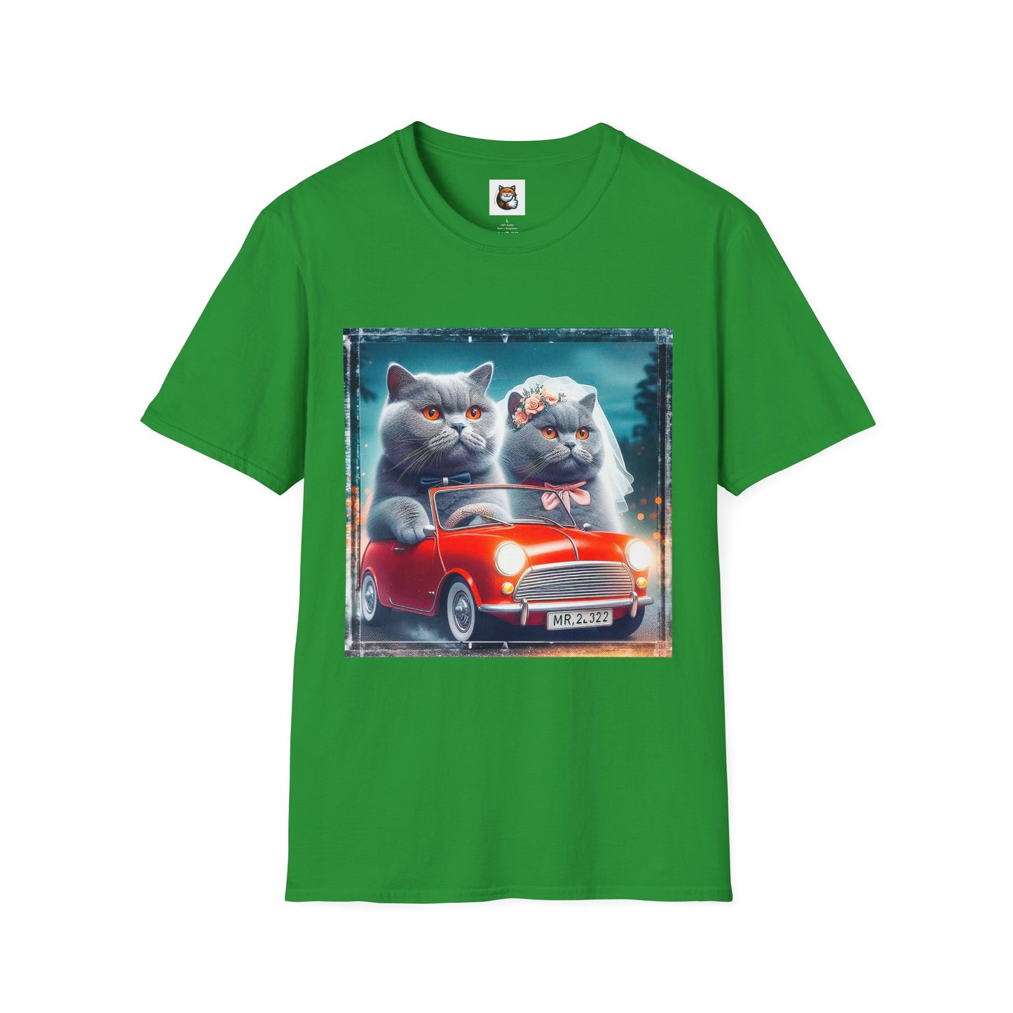 Wacky British Shorthair tiny red car Softstyle T-Shirt