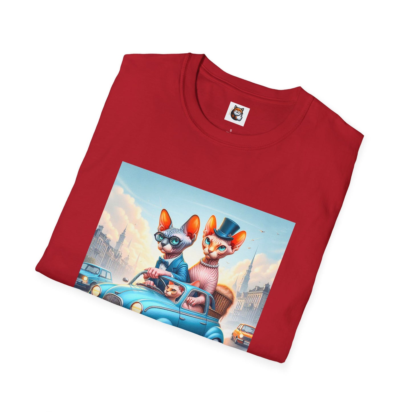 Wacky Sphynx Cat blue car