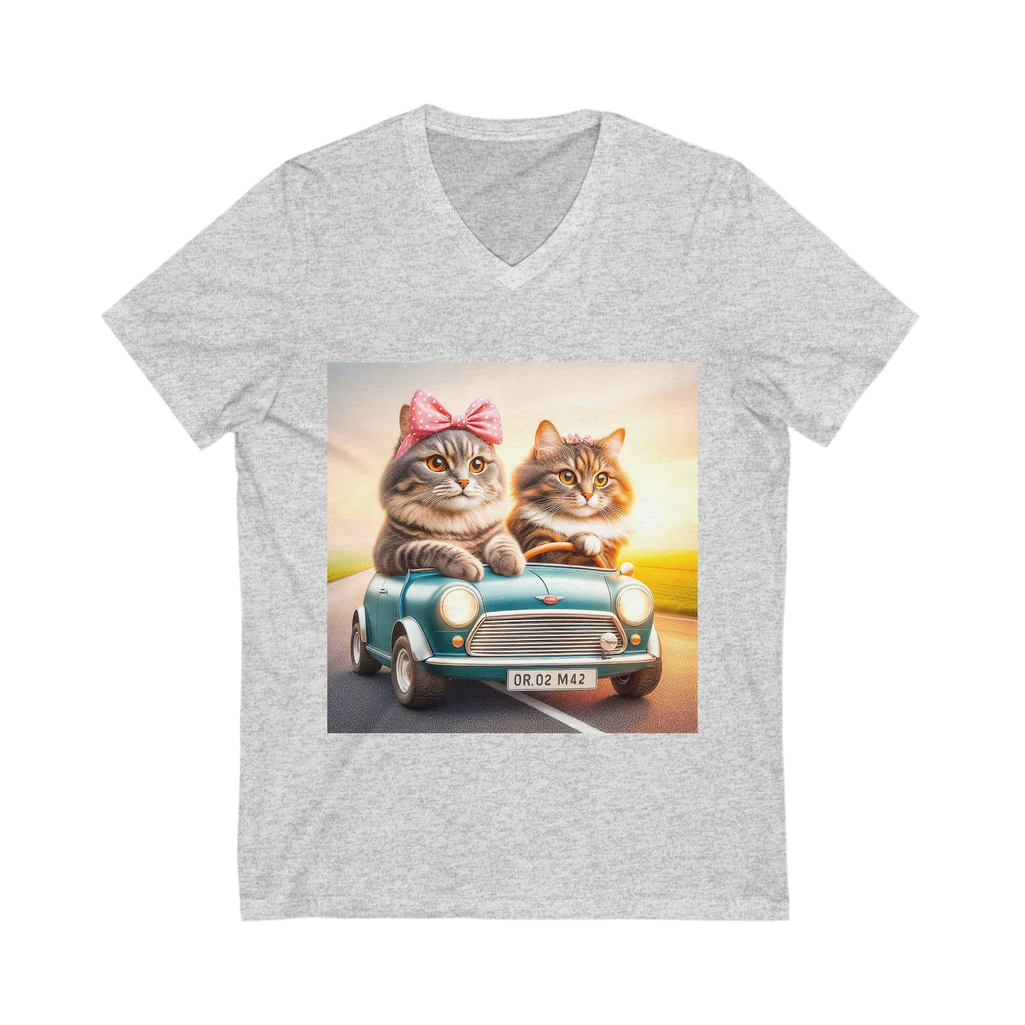 Wacky Domestic Cat Unisex Jersey Short Sleeve V-Neck Tee