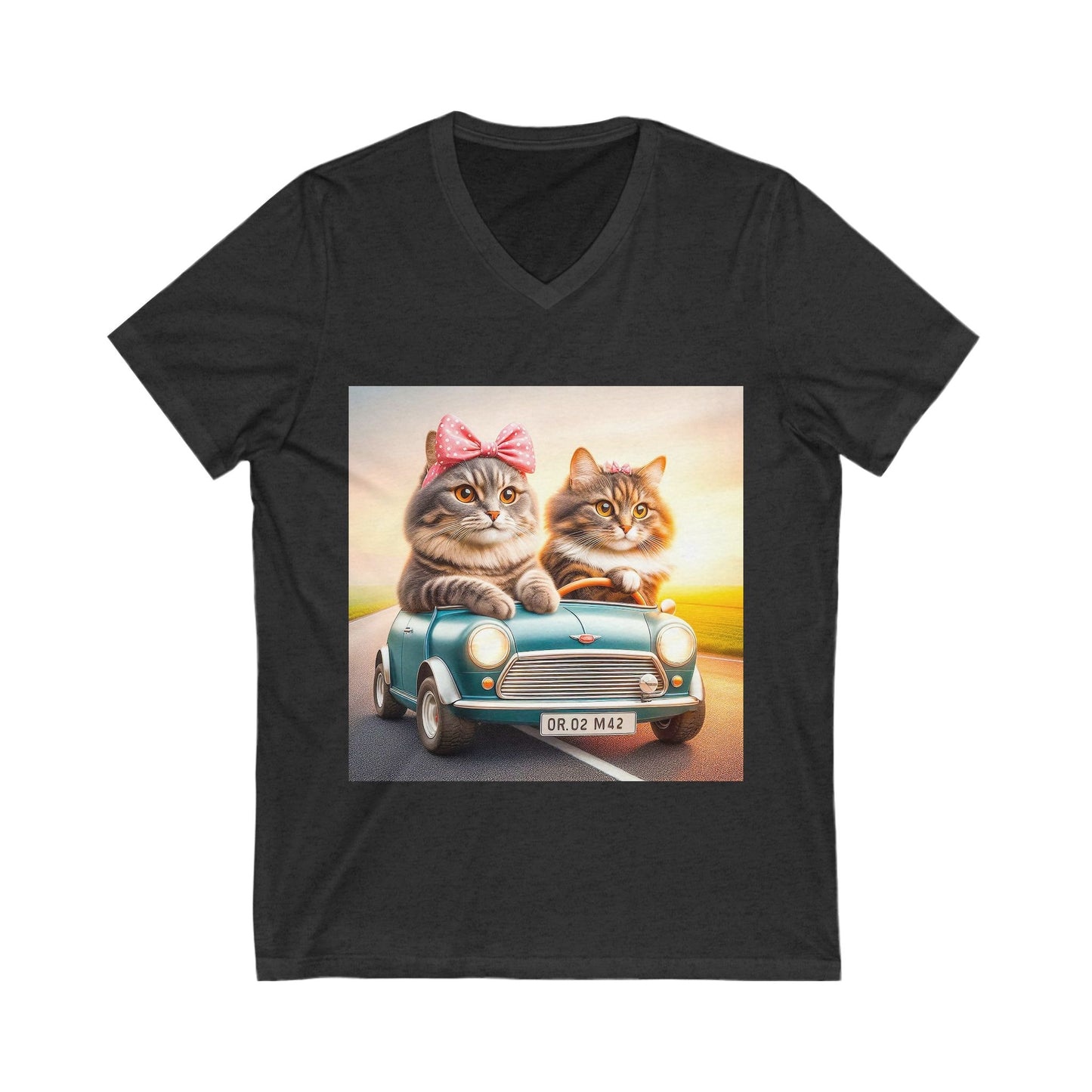 Wacky Domestic Cat Unisex Jersey Short Sleeve V-Neck Tee