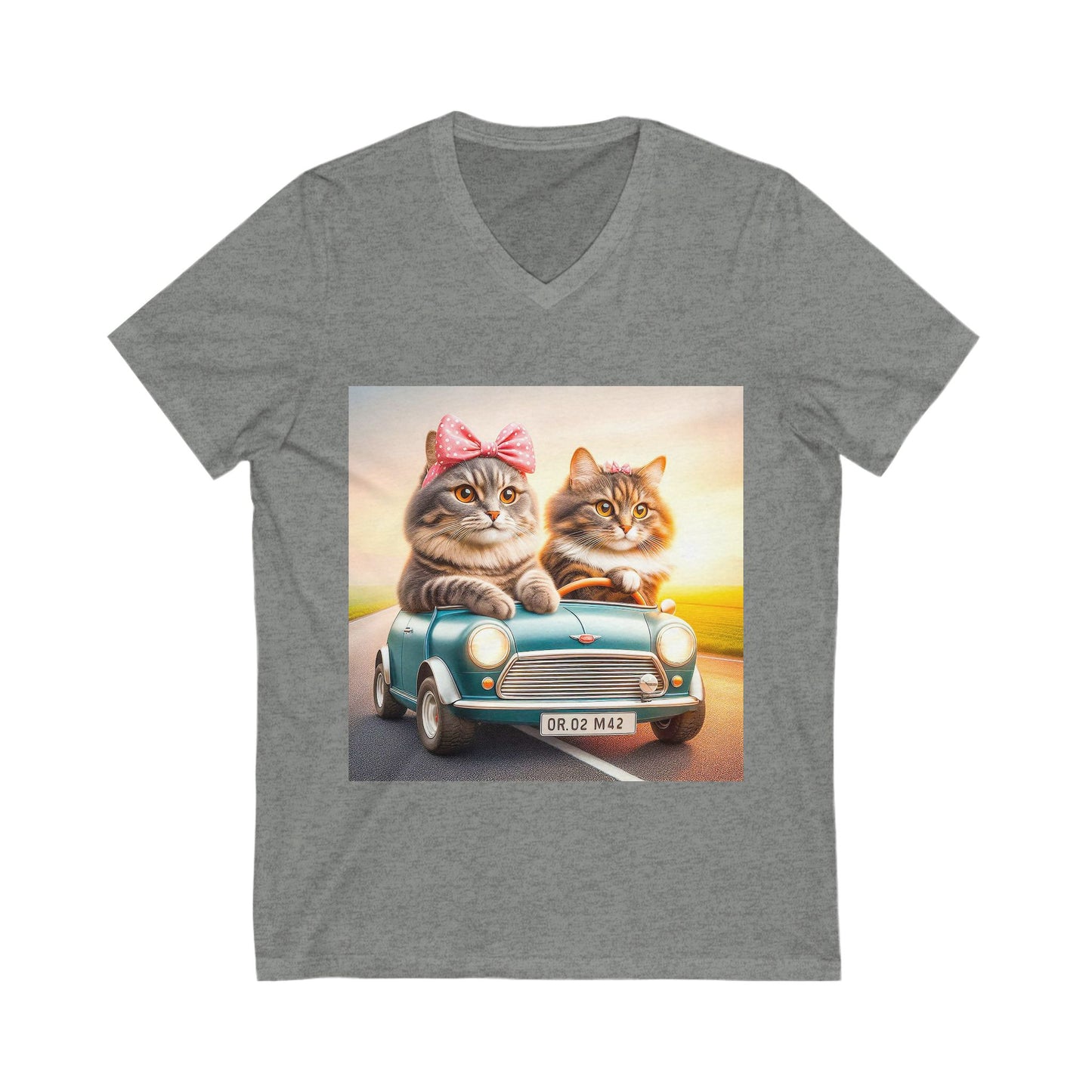 Wacky Domestic Cat Unisex Jersey Short Sleeve V-Neck Tee