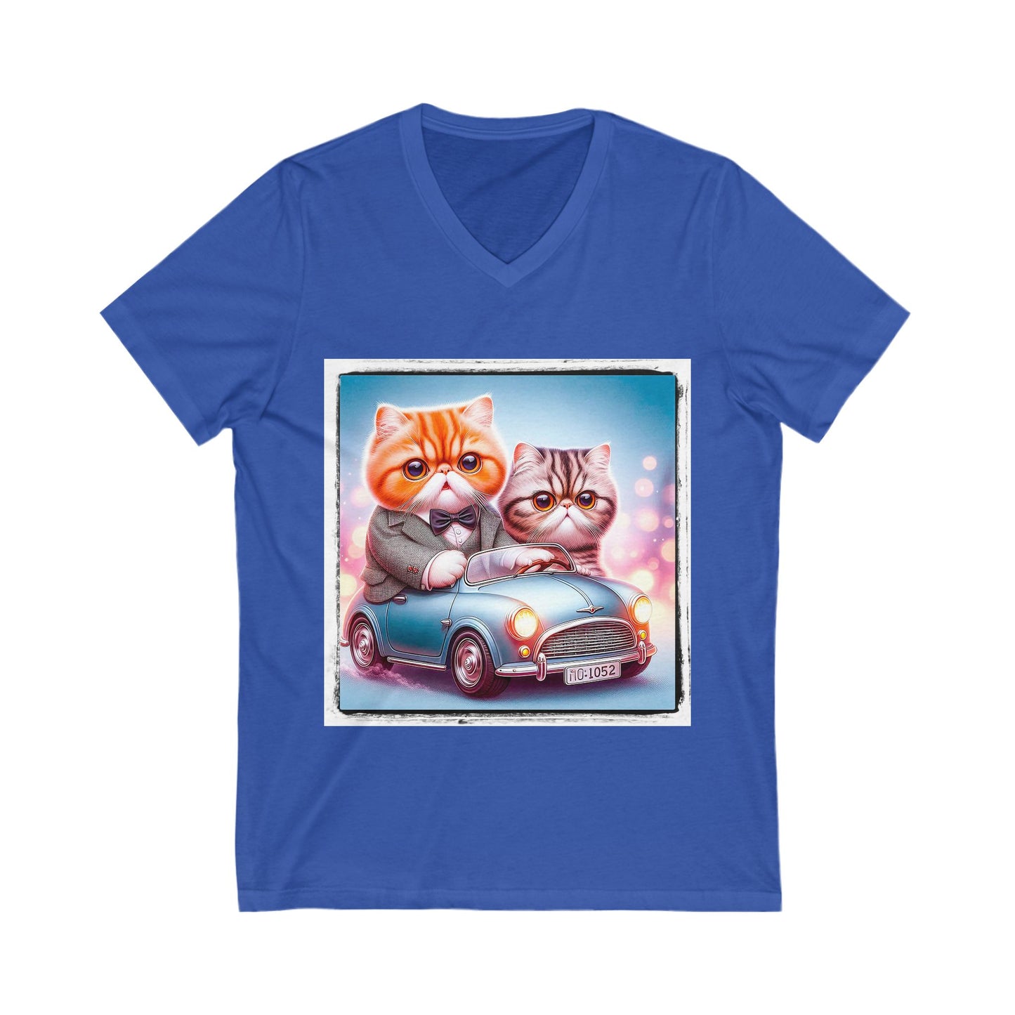 Wacky Exotic Shorthair Cat Unisex Jersey Short Sleeve V-Neck Tee