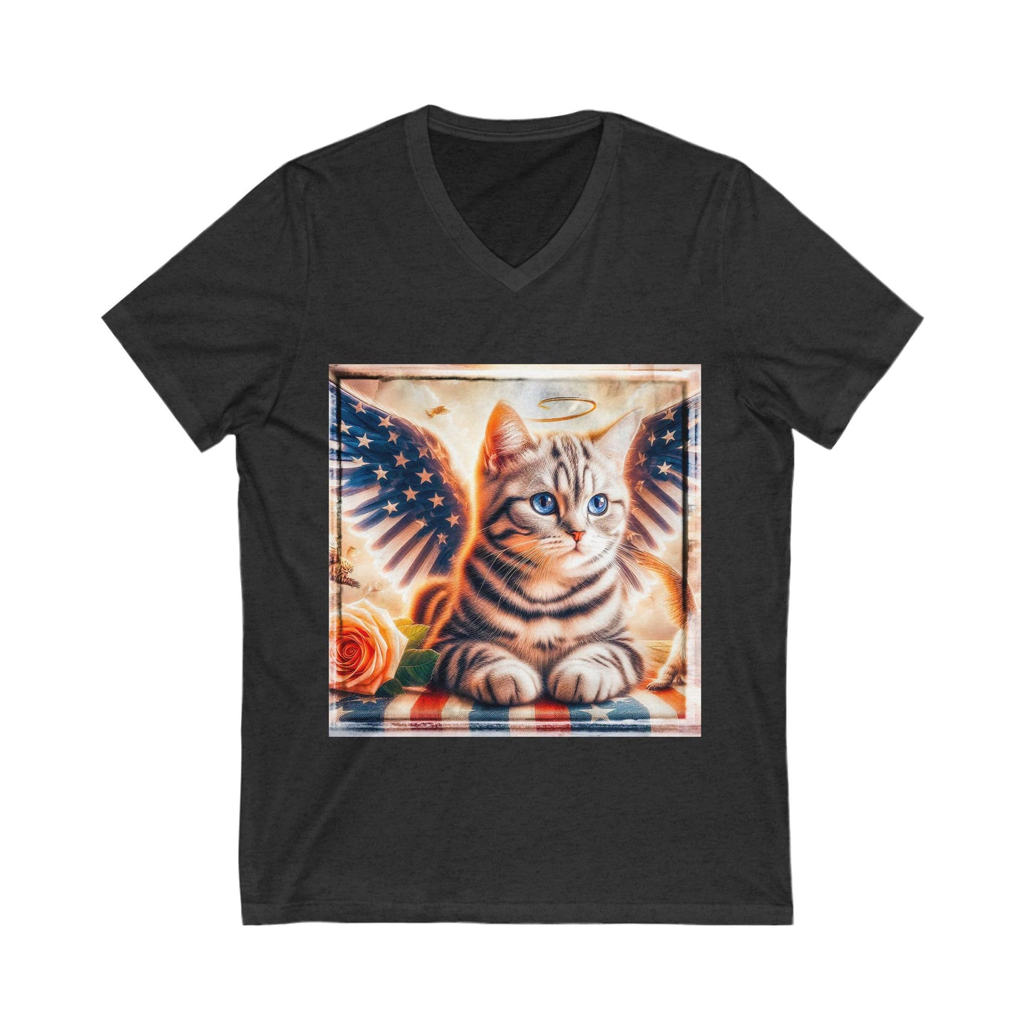 American Shorthair heavenly Angel Jersey Short Sleeve V-Neck Tee