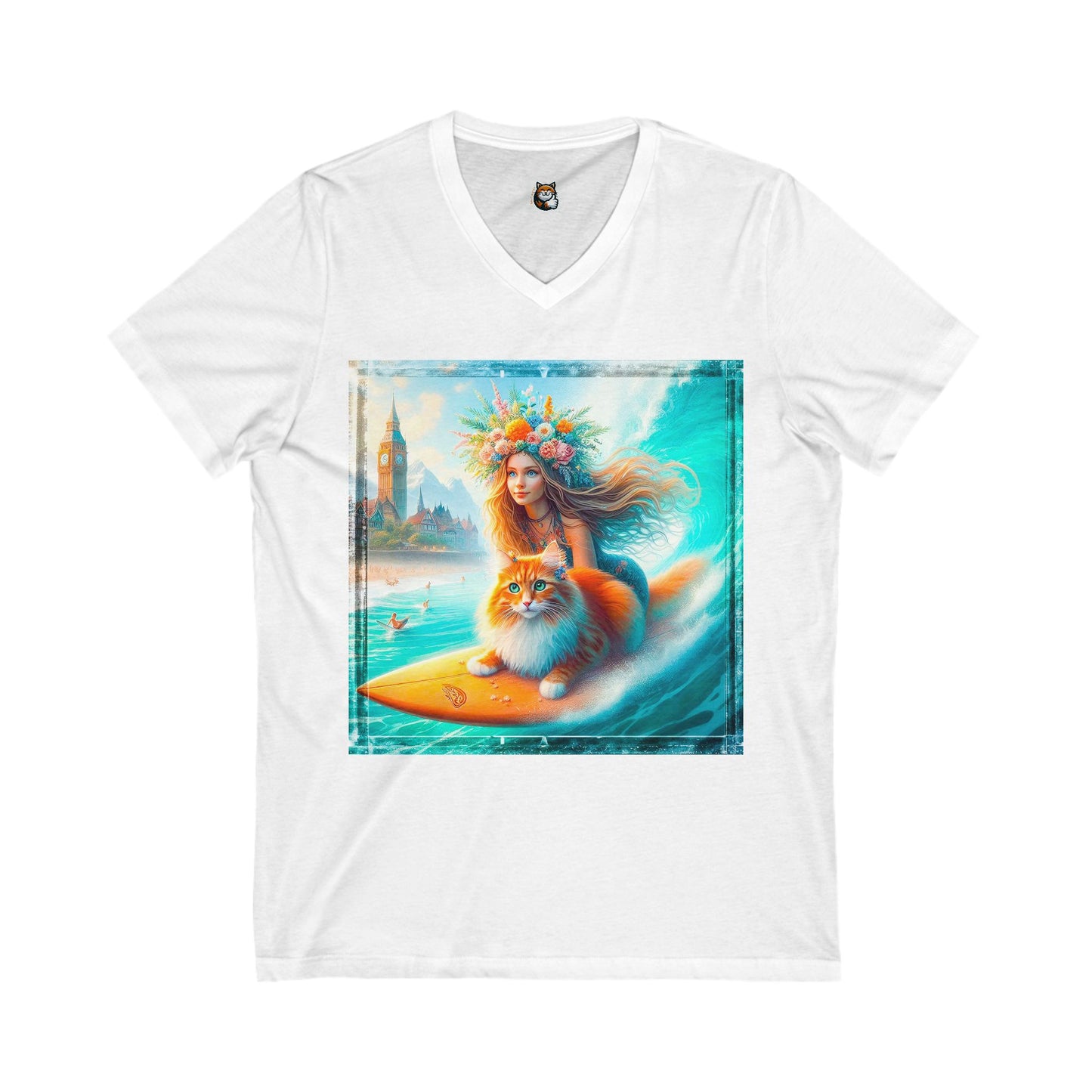 Norwegian Forest Cat Unisex Jersey Short Sleeve V-Neck Tee