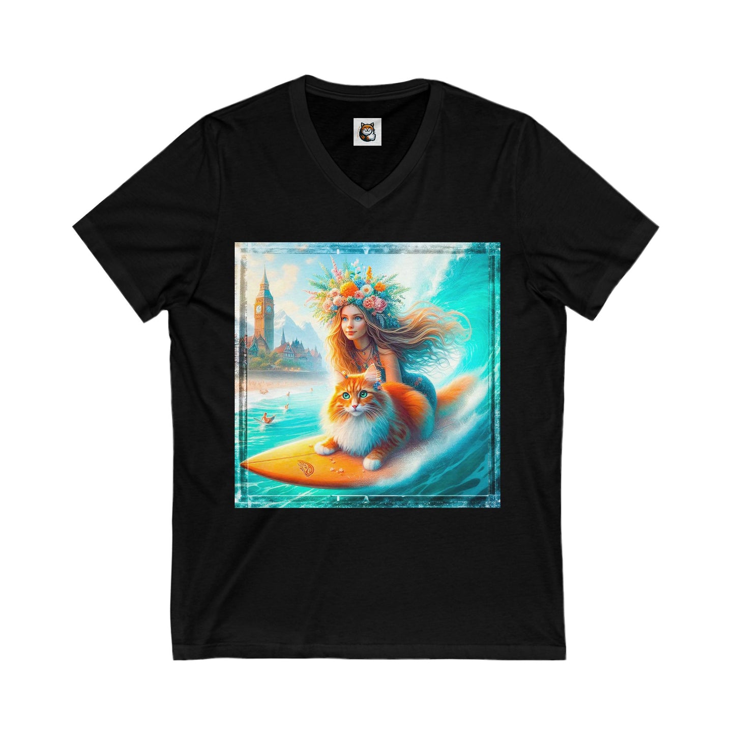 Norwegian Forest Cat Unisex Jersey Short Sleeve V-Neck Tee