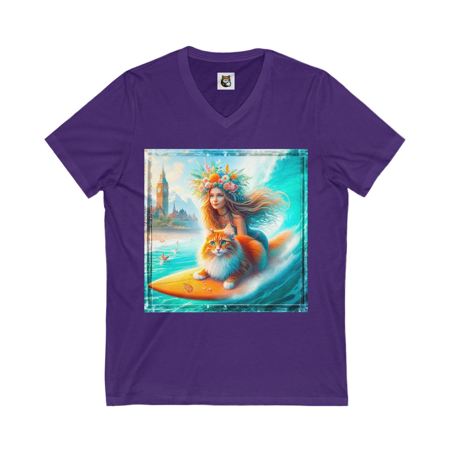 Norwegian Forest Cat Unisex Jersey Short Sleeve V-Neck Tee