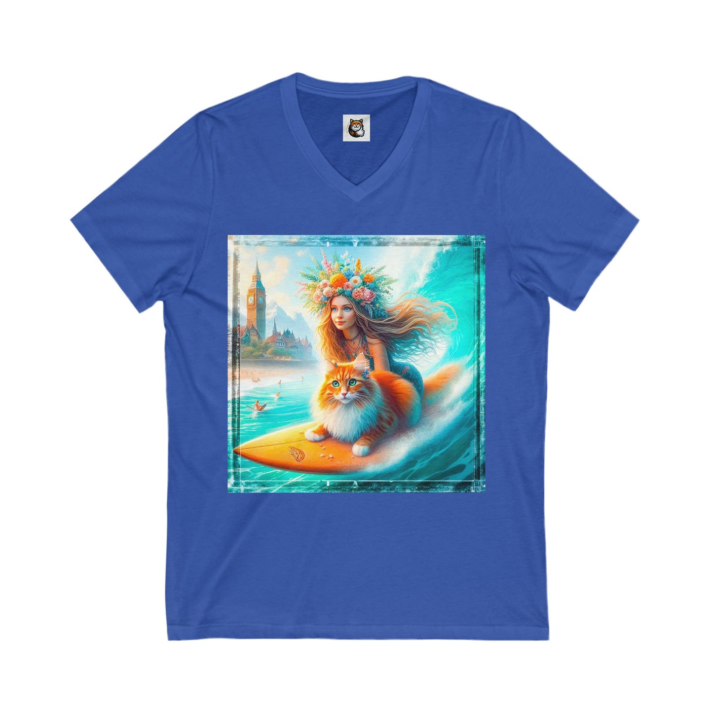Norwegian Forest Cat Unisex Jersey Short Sleeve V-Neck Tee