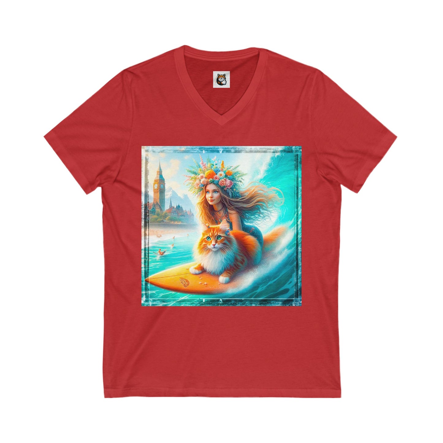 Norwegian Forest Cat Unisex Jersey Short Sleeve V-Neck Tee