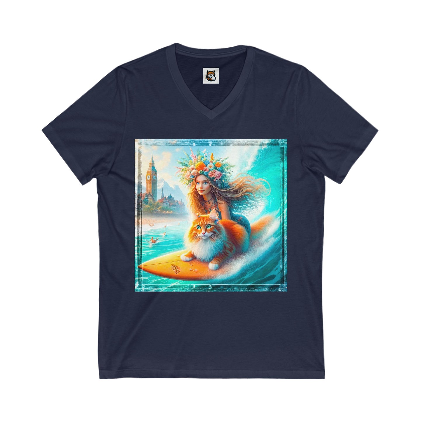 Norwegian Forest Cat Unisex Jersey Short Sleeve V-Neck Tee