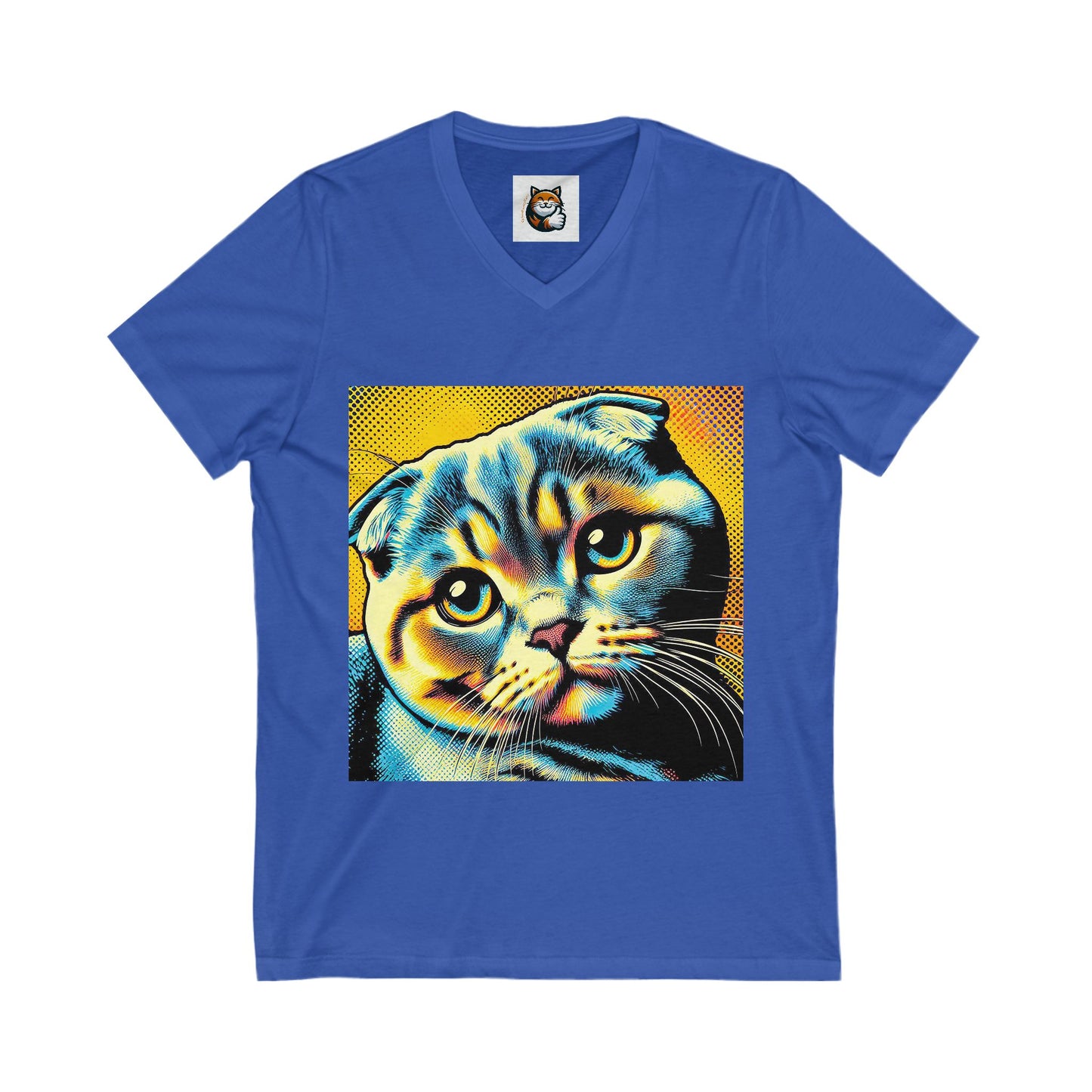Scottish Fold Yellow and blue kitty Tee